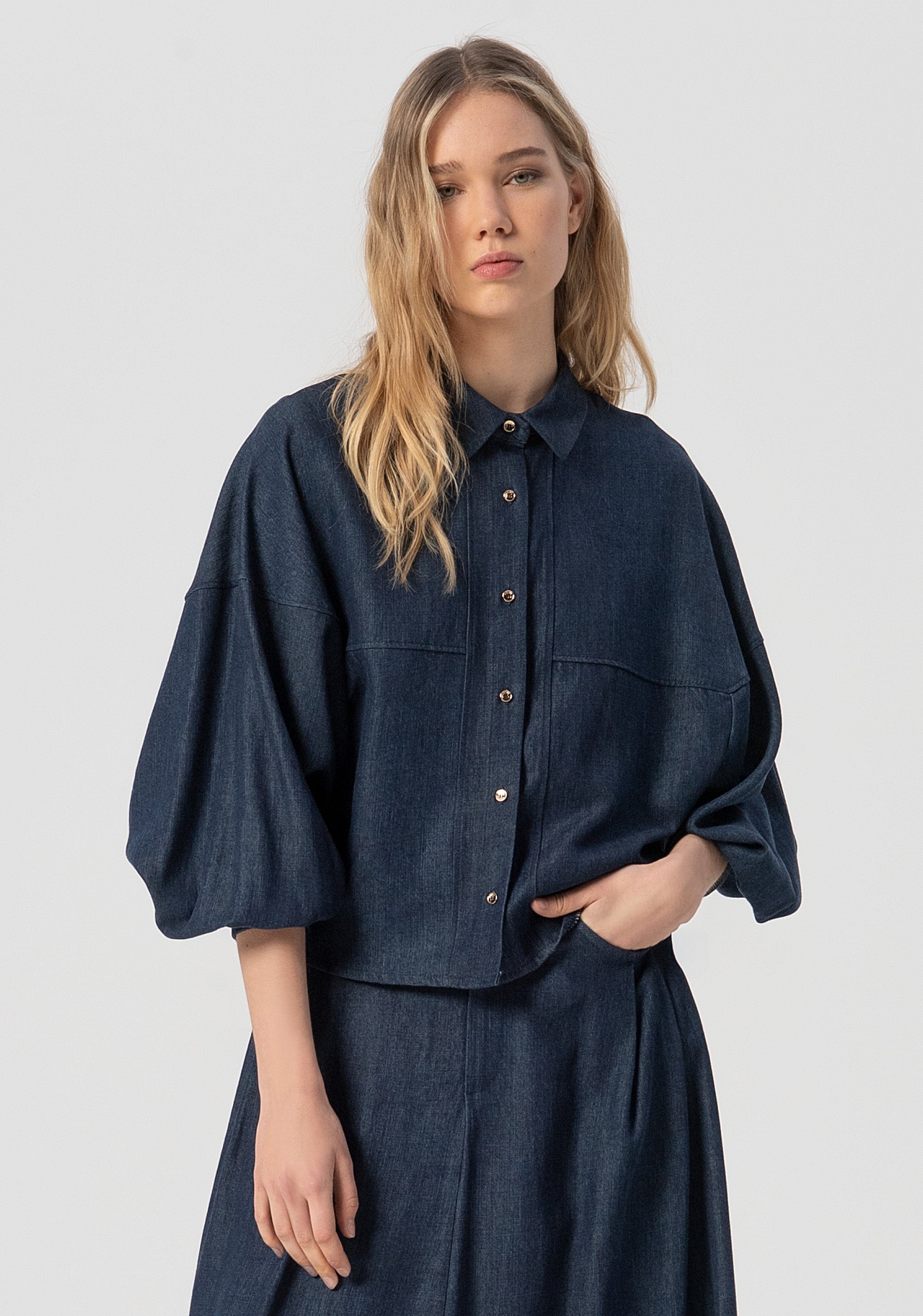 Shirt over fit made in chambray with raw wash Fracomina FJ25WT6004W78301-166-1