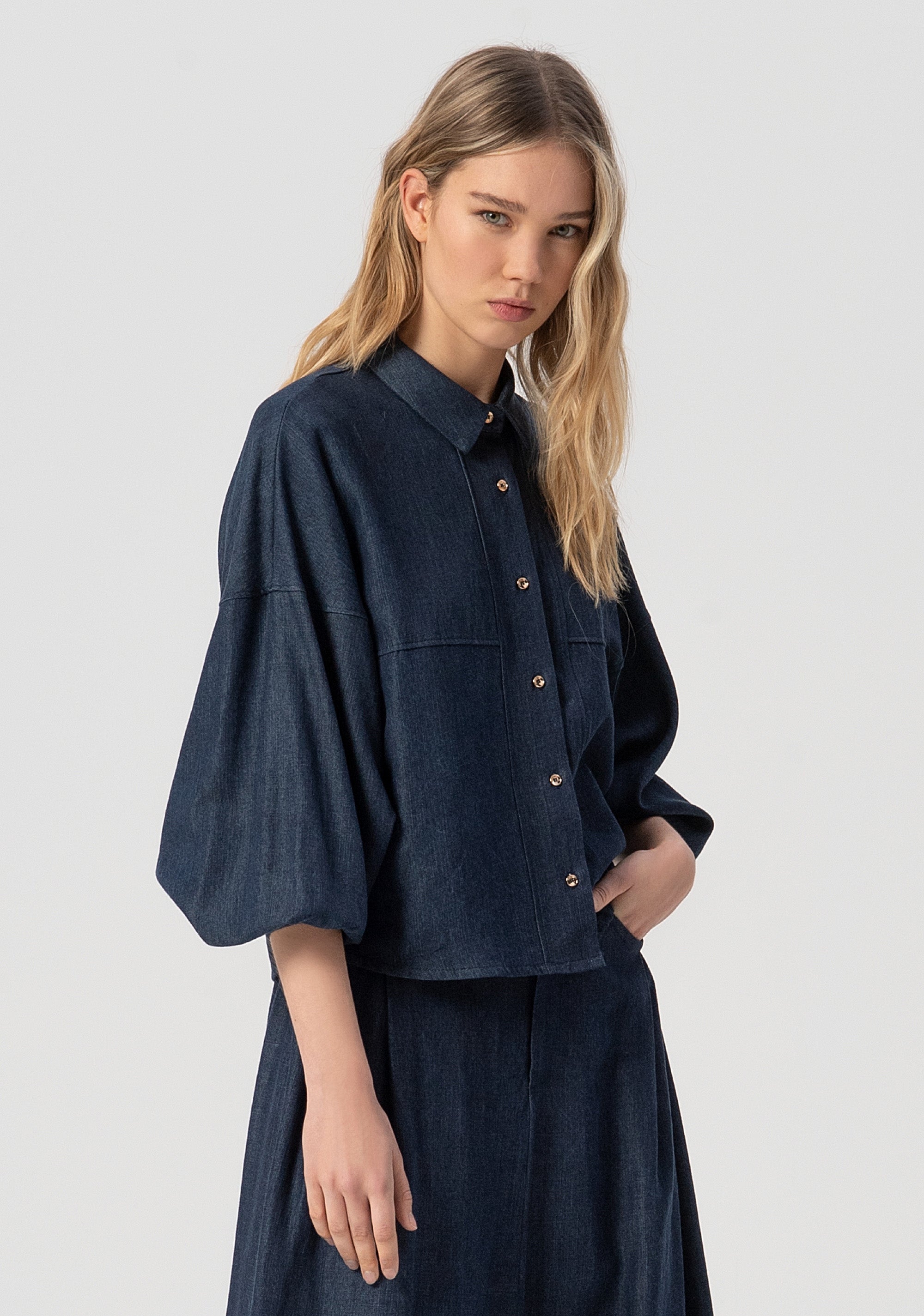 Shirt over fit made in chambray with raw wash Fracomina FJ25WT6004W78301-166-3