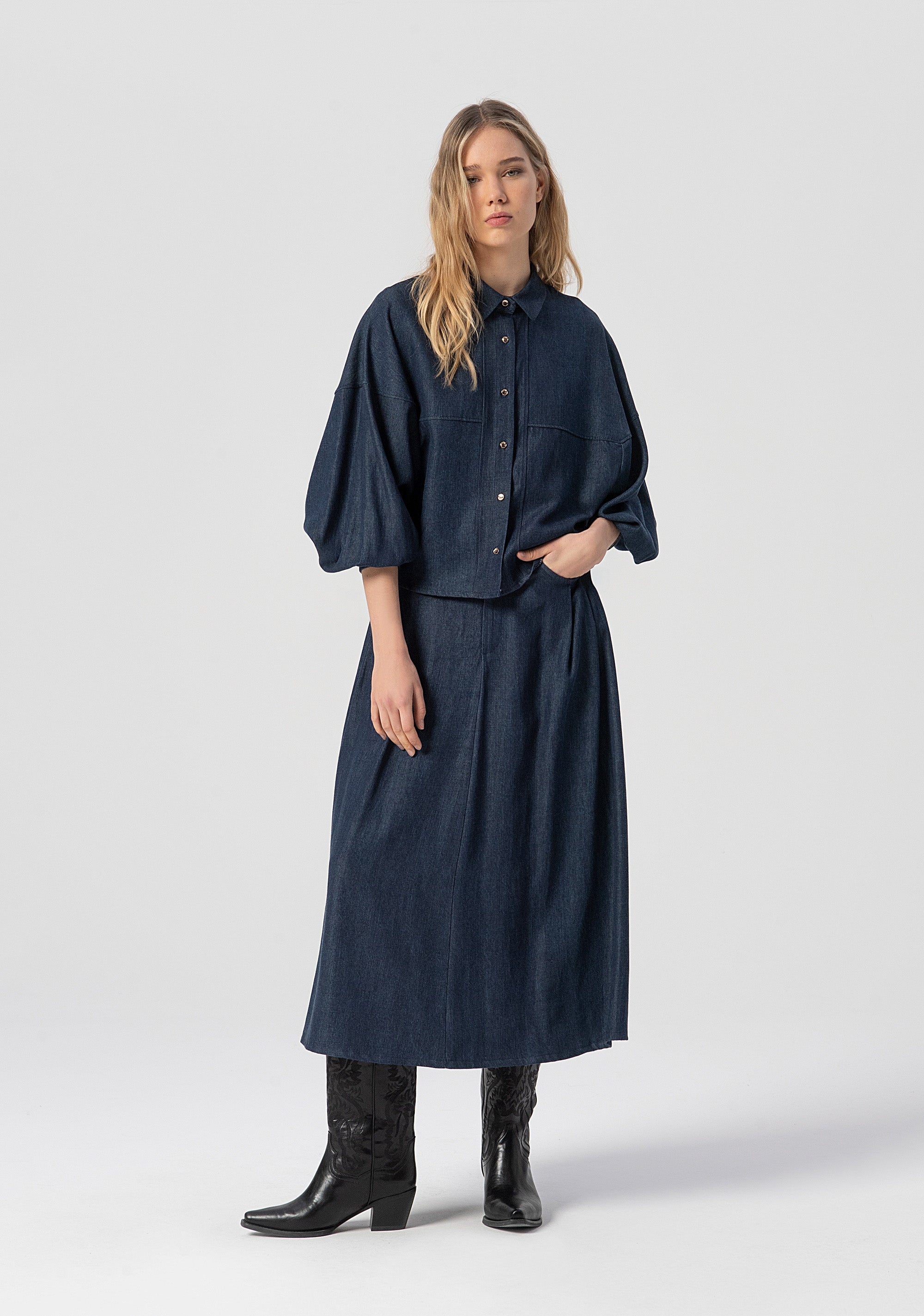 Shirt over fit made in chambray with raw wash Fracomina FJ25WT6004W78301-166-5