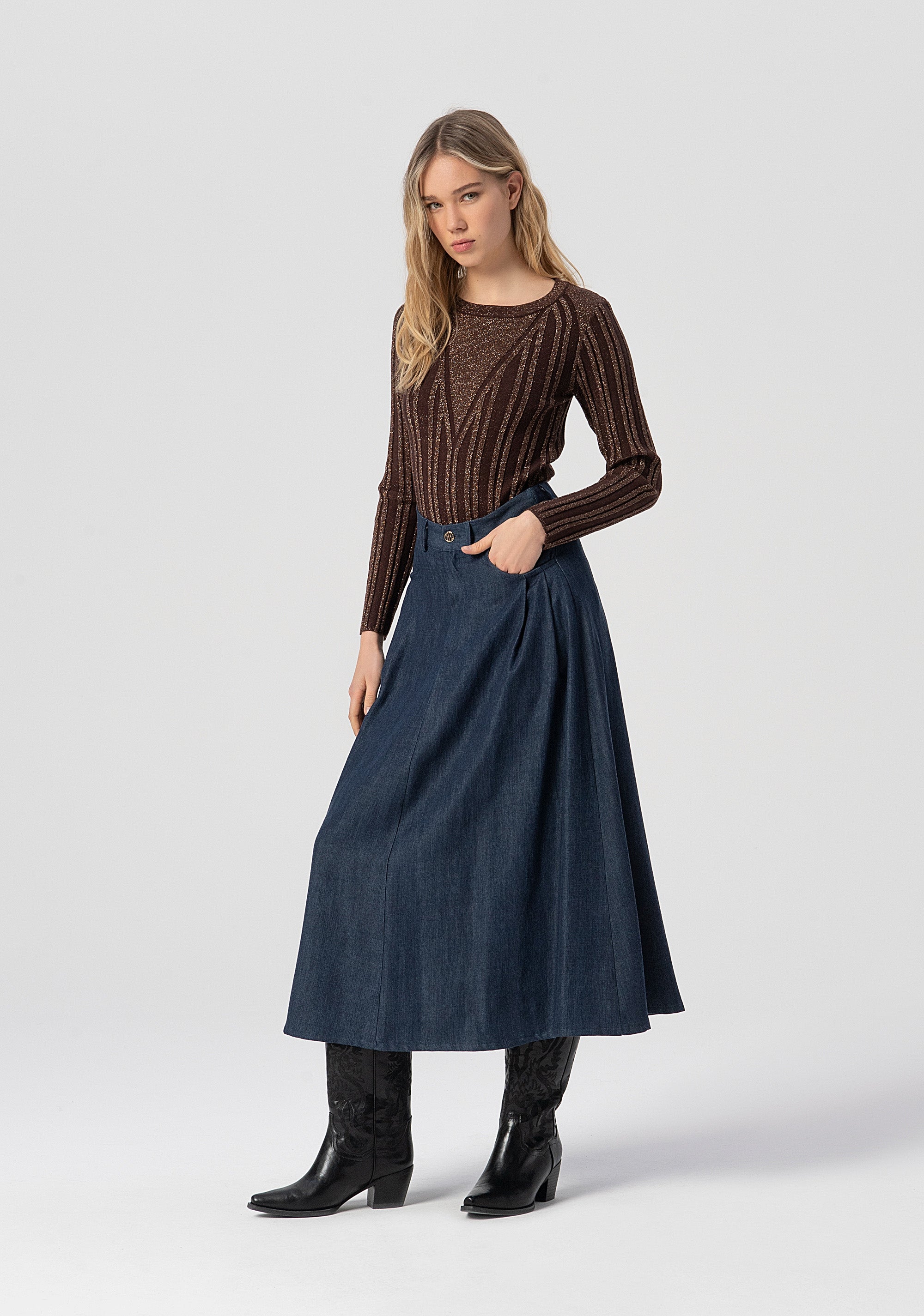 Knitwear tight fit with lurex Fracomina FJ25WT7013K463Q7-T87-4