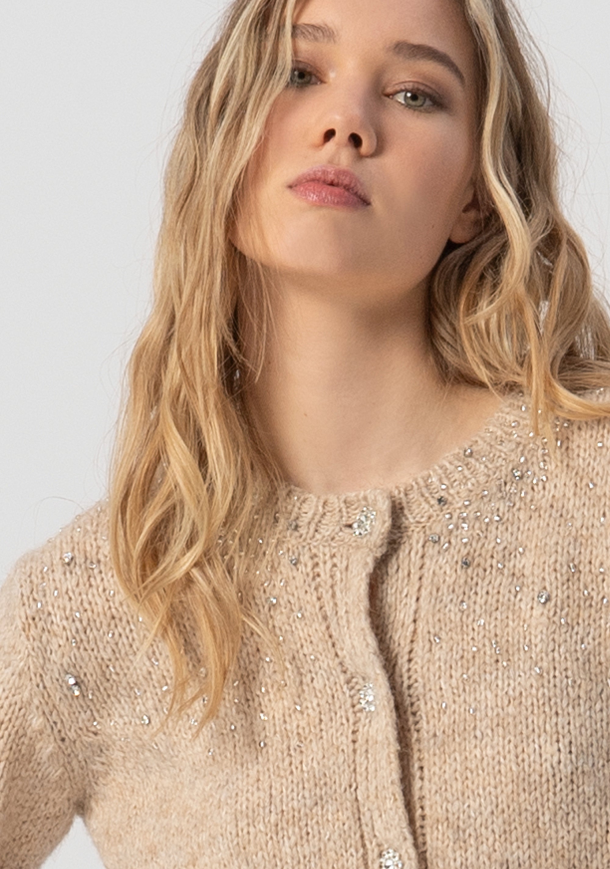 Cardigan regular fit with shiny stones applied Fracomina FJ25WT8001K47401-257-2