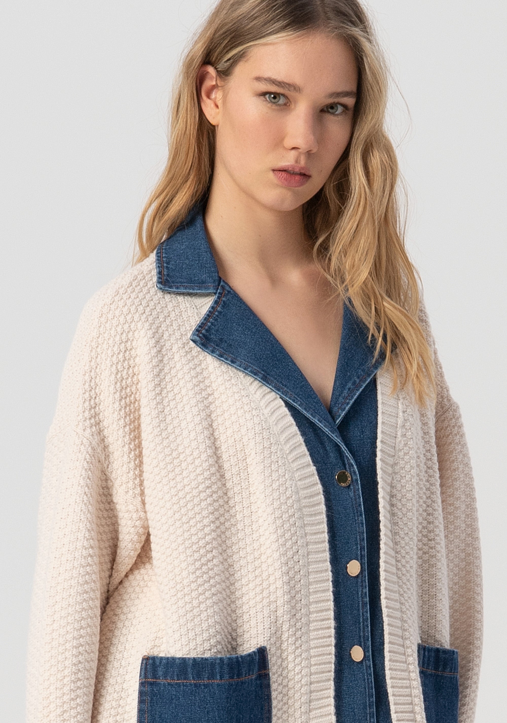Long cardigan over fit made in wool and alpaca Fracomina FJ25WT8012K47801-G19-2