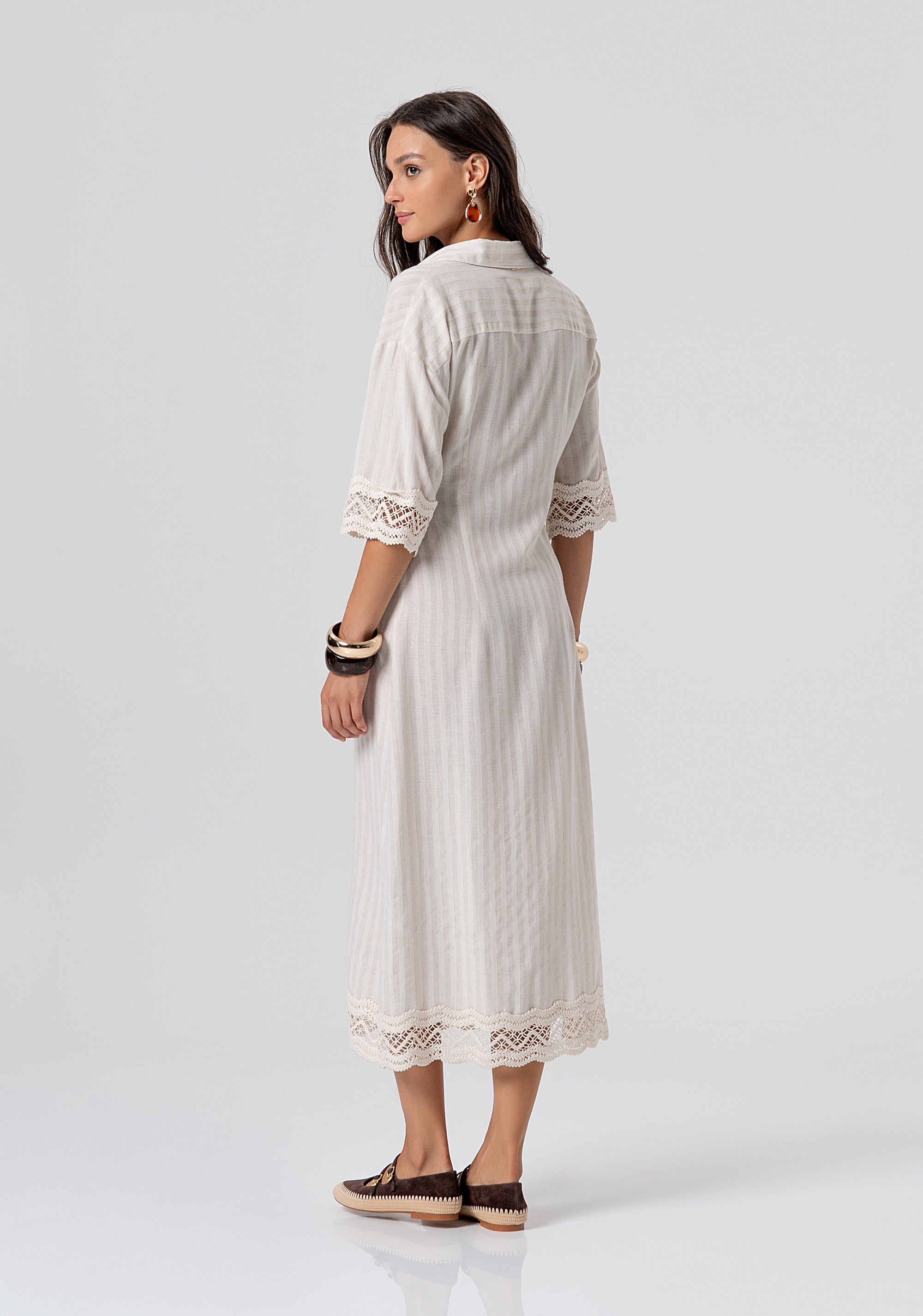 Chemisier dress regular fit middle length with linen Fracomina FJ26SD2001W839N8-662-3