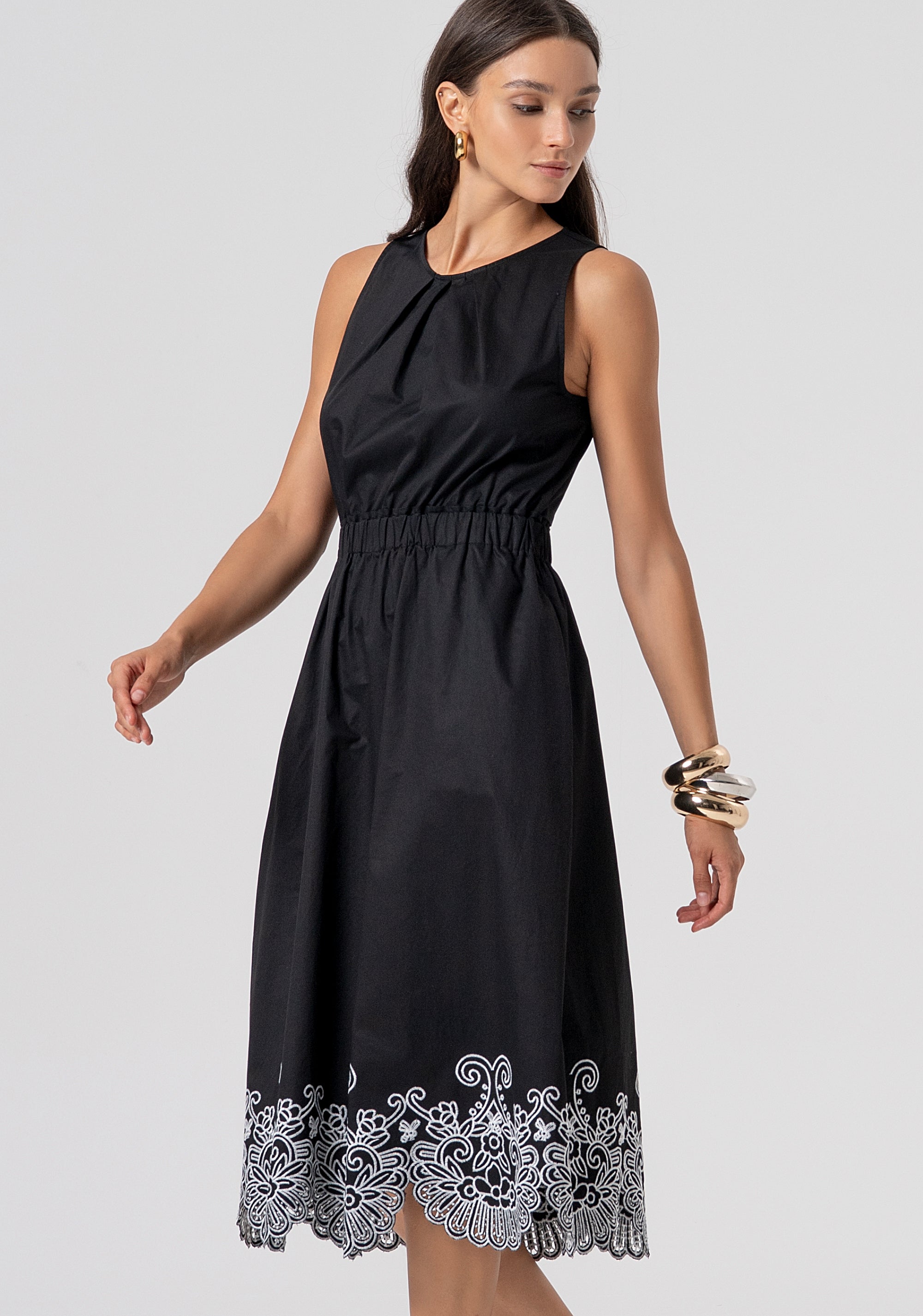 Dress regular fit middle length made in cotton popeline Fracomina FJ26SD2004W400E5-816-2