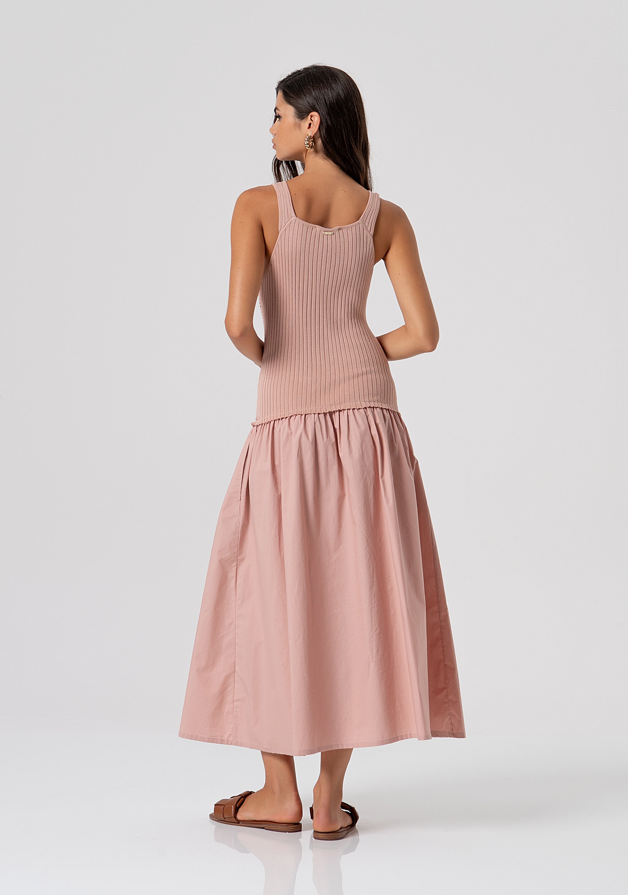Long dress regular fit made with mixed fabric Fracomina FJ26SD2005W400R9-103-3