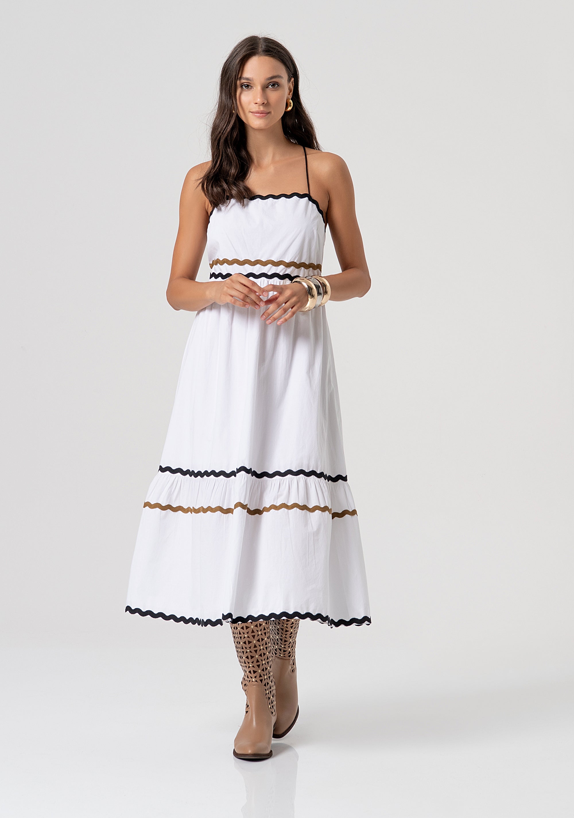 Long sleeveless dress made in cotton Fracomina FJ26SD3001W40001-278-1