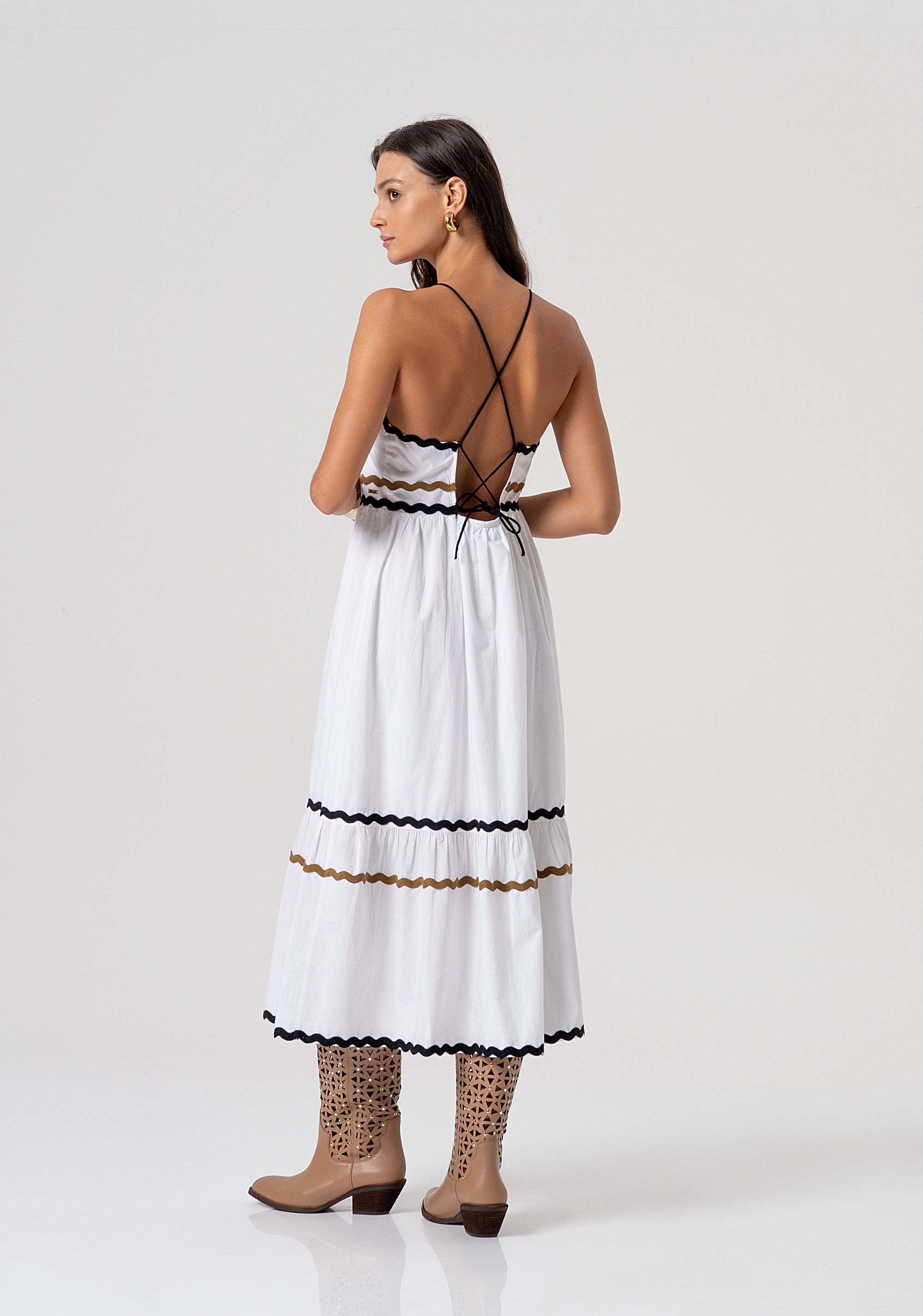 Long sleeveless dress made in cotton Fracomina FJ26SD3001W40001-278-3