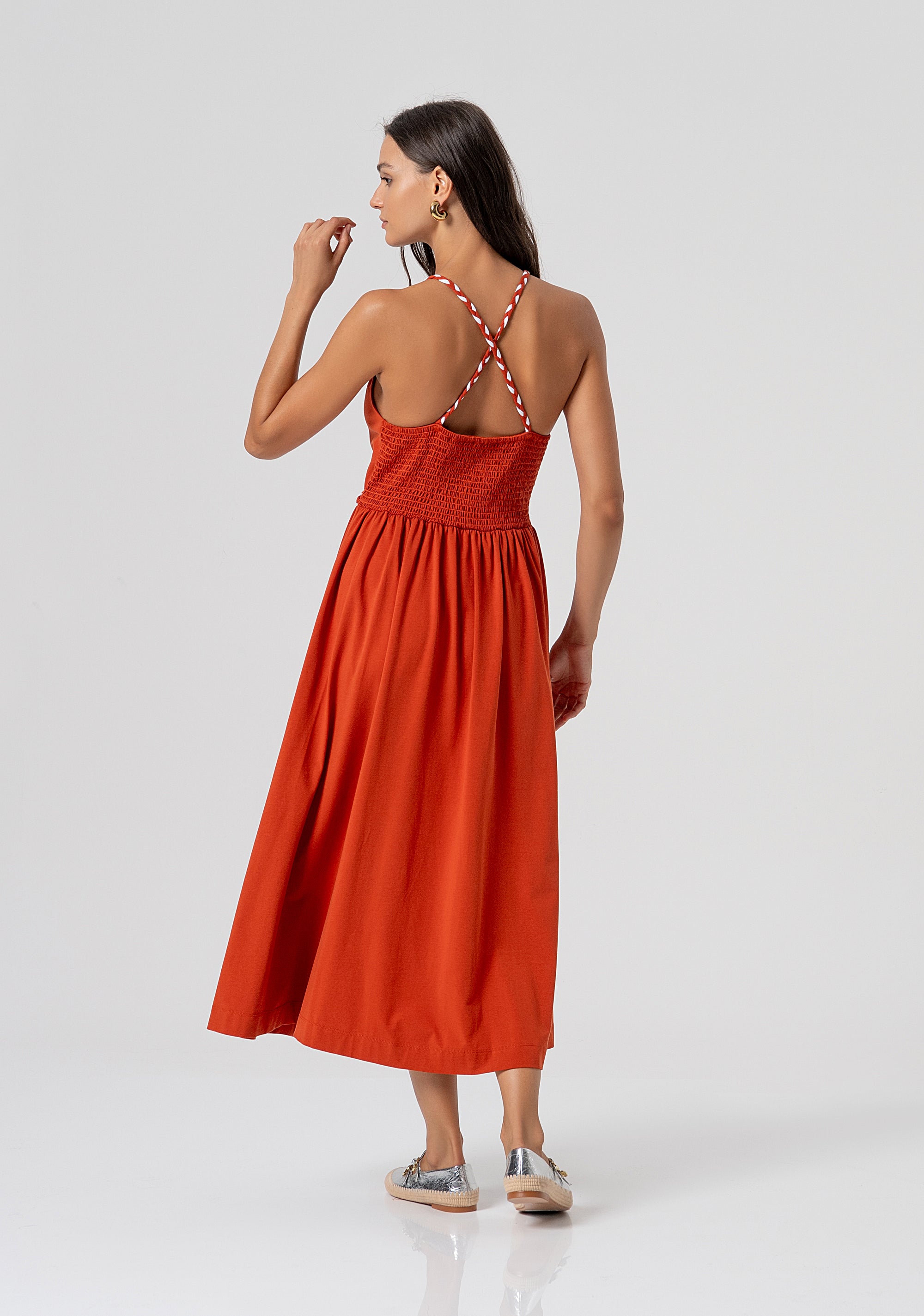 Long sleeveless dress made in cotton and lyocell Fracomina FJ26SD3005J49401-M44-3