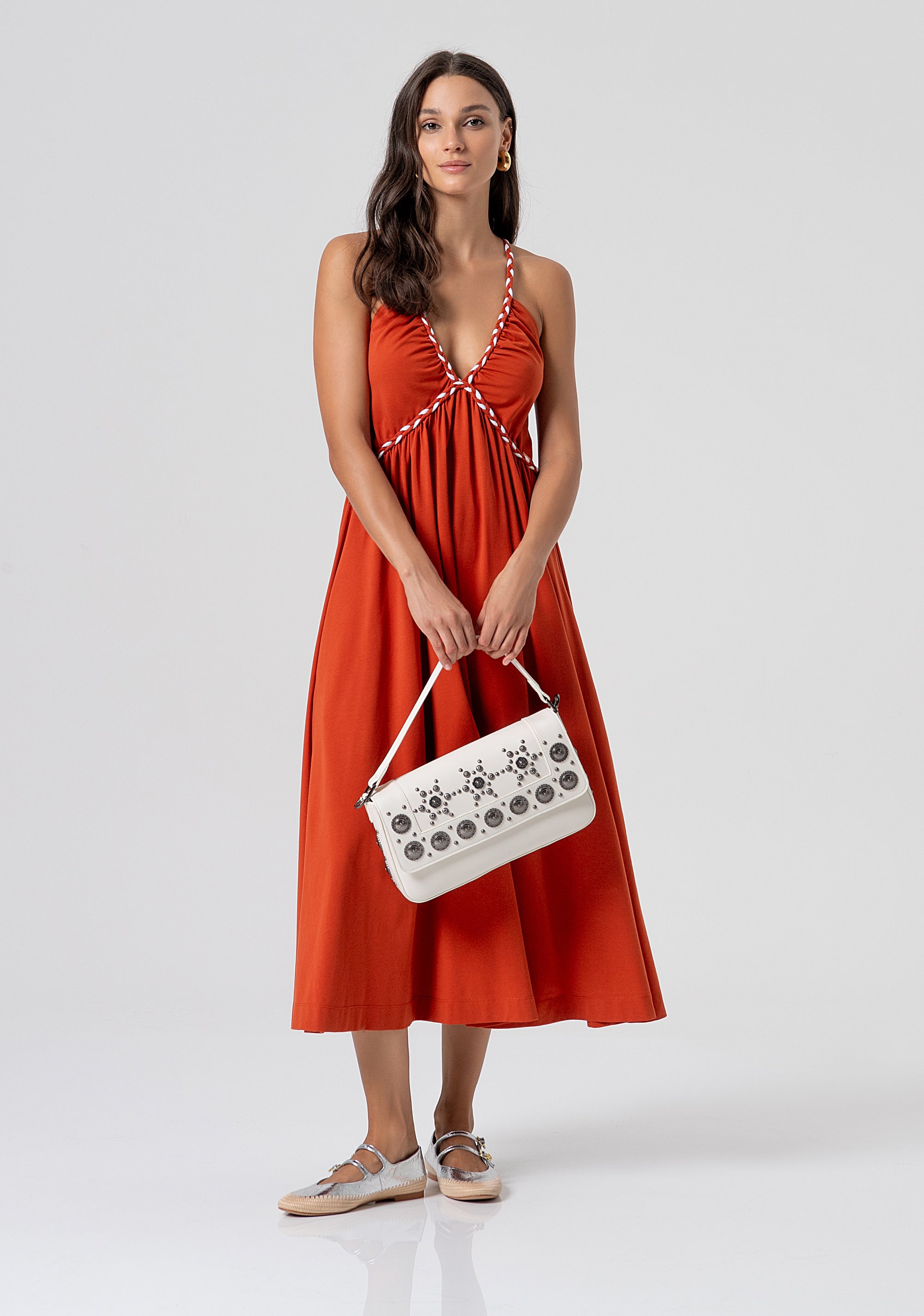Long sleeveless dress made in cotton and lyocell Fracomina FJ26SD3005J49401-M44-4