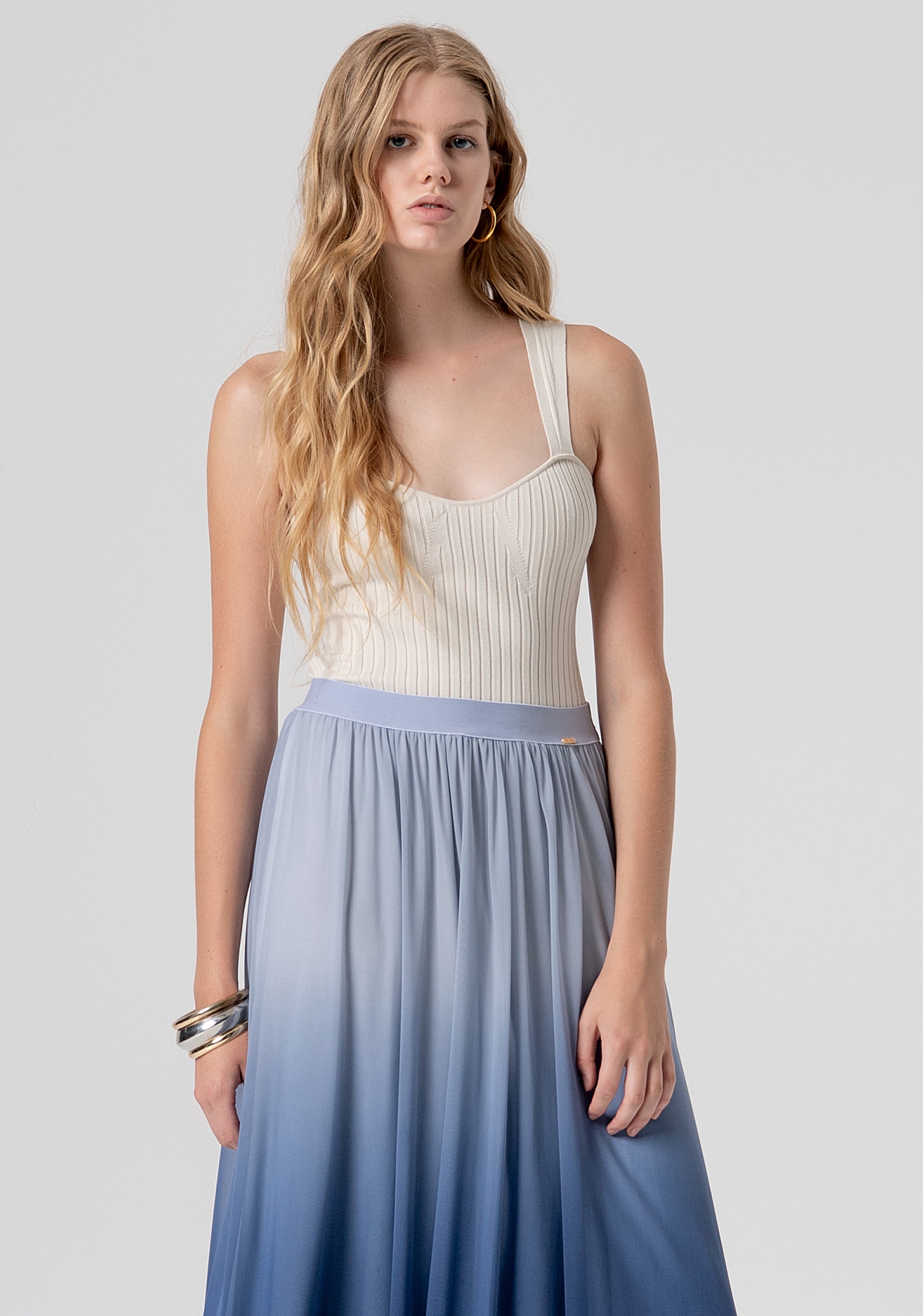 Skirt wide fit made in tulle with blurred effect Fracomina FJ26SG3001W42401-M43-2