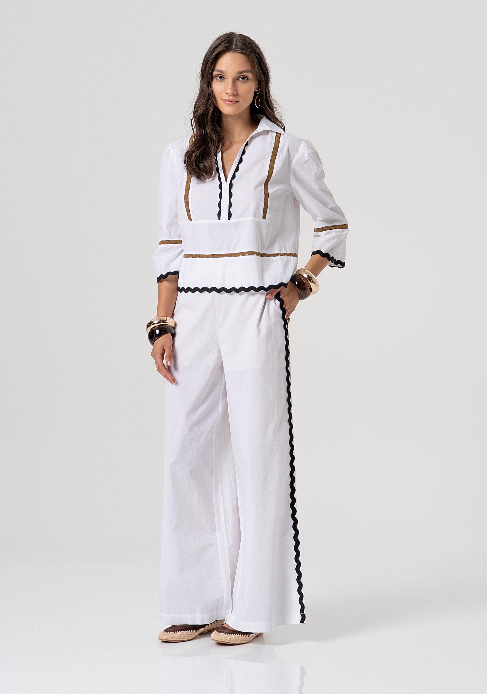 Palazzo pant wide fit made in cotton popeline Fracomina FJ26SV3002W40001-278-4
