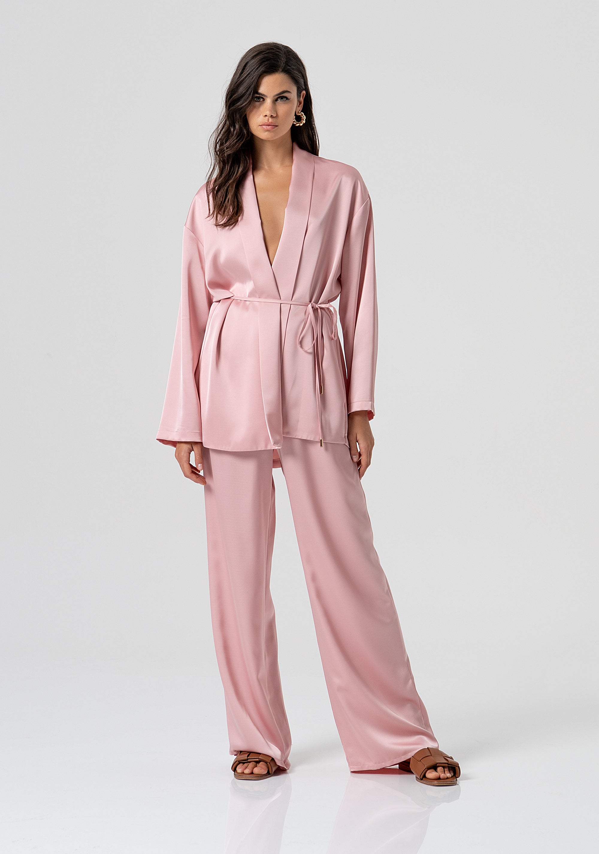 Palazzo pant wide fit made in satin Fracomina FJ26SV3004W47001-103-4