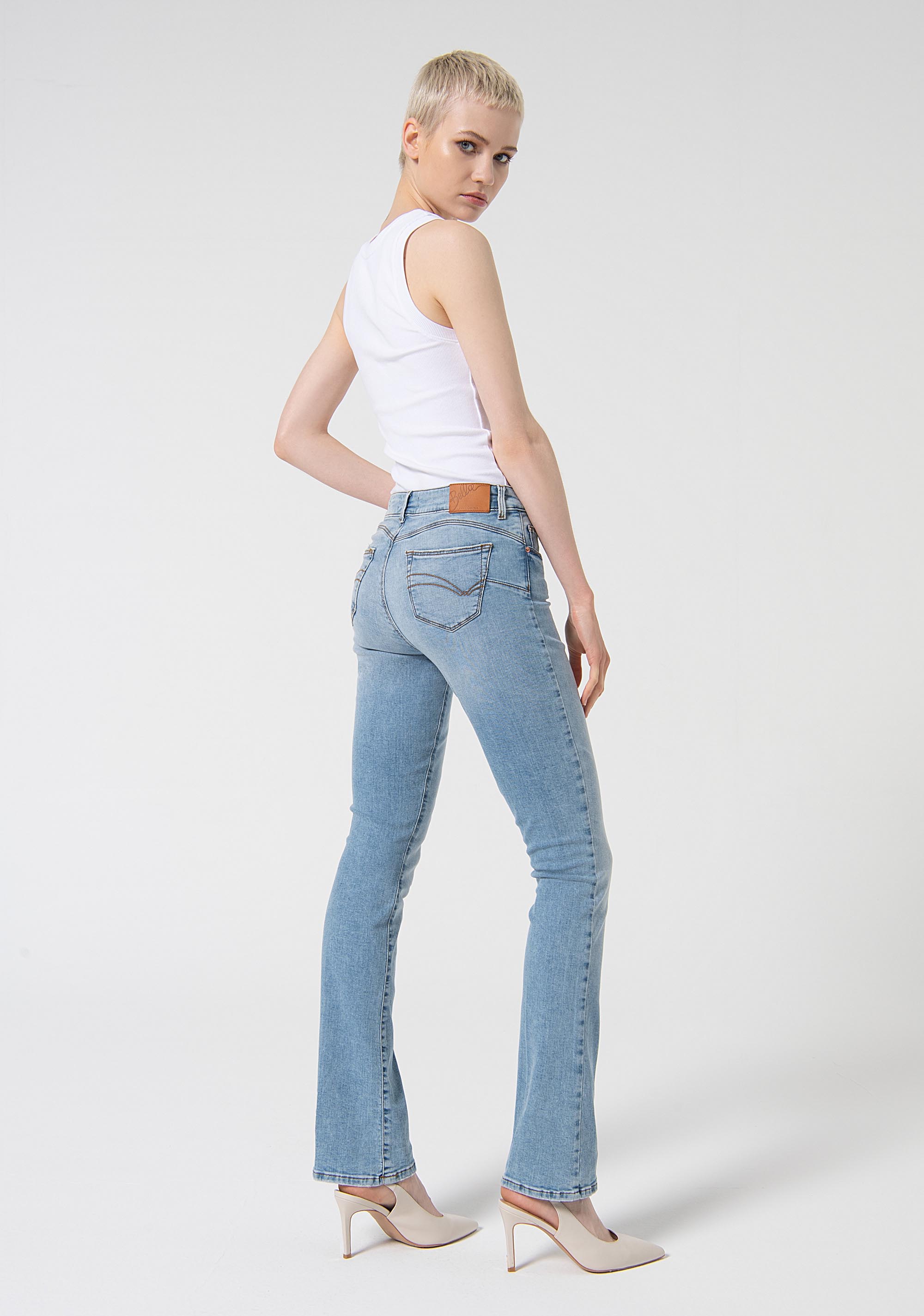 Jeans bootcut made in denim with bleached middle wash Fracomina FP24SV8020D40103-062-3_3e9d931b-0761-4ddd-8442-81a6b1f3cf61