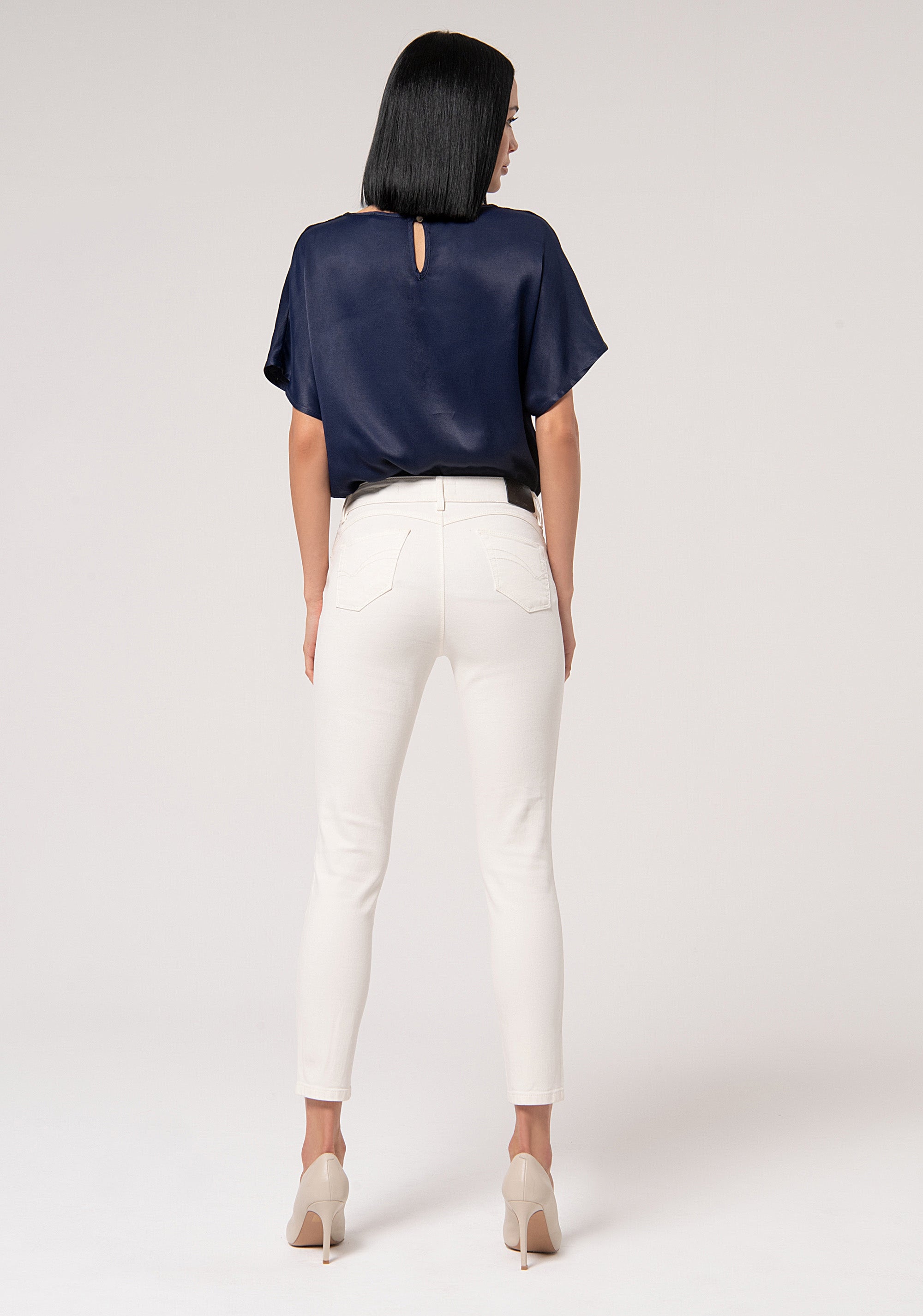 Pant slim fit with perfect shape effect made in coloured bull fabric Fracomina FP24WV8000W61501-108-4_cbe5b26f-05bd-49df-a9d2-eacfc0b74763