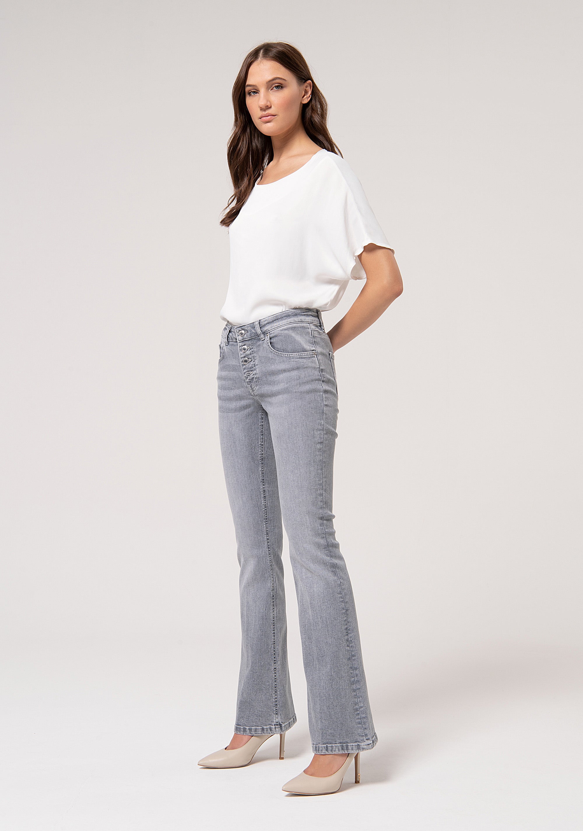 Jeans bootcut made in stretch denim with middle wash Fracomina FP24WVA010D46093-553-2