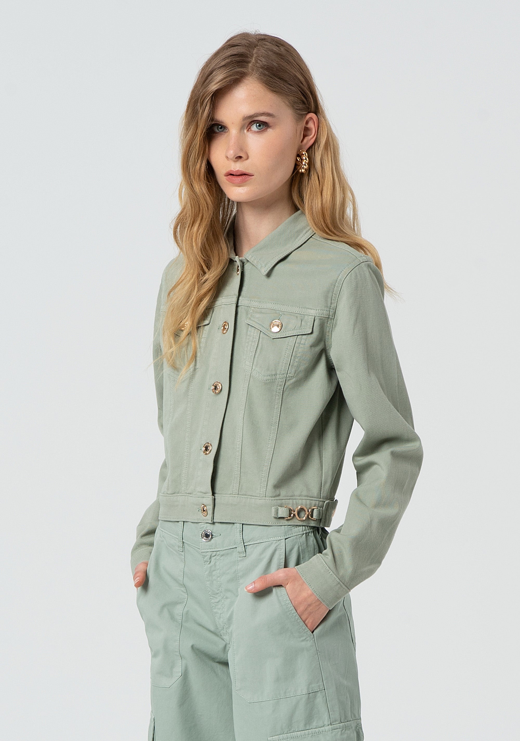 Jacket regular fit made in bull denim Fracomina FP25SJ4001W77001-247-3