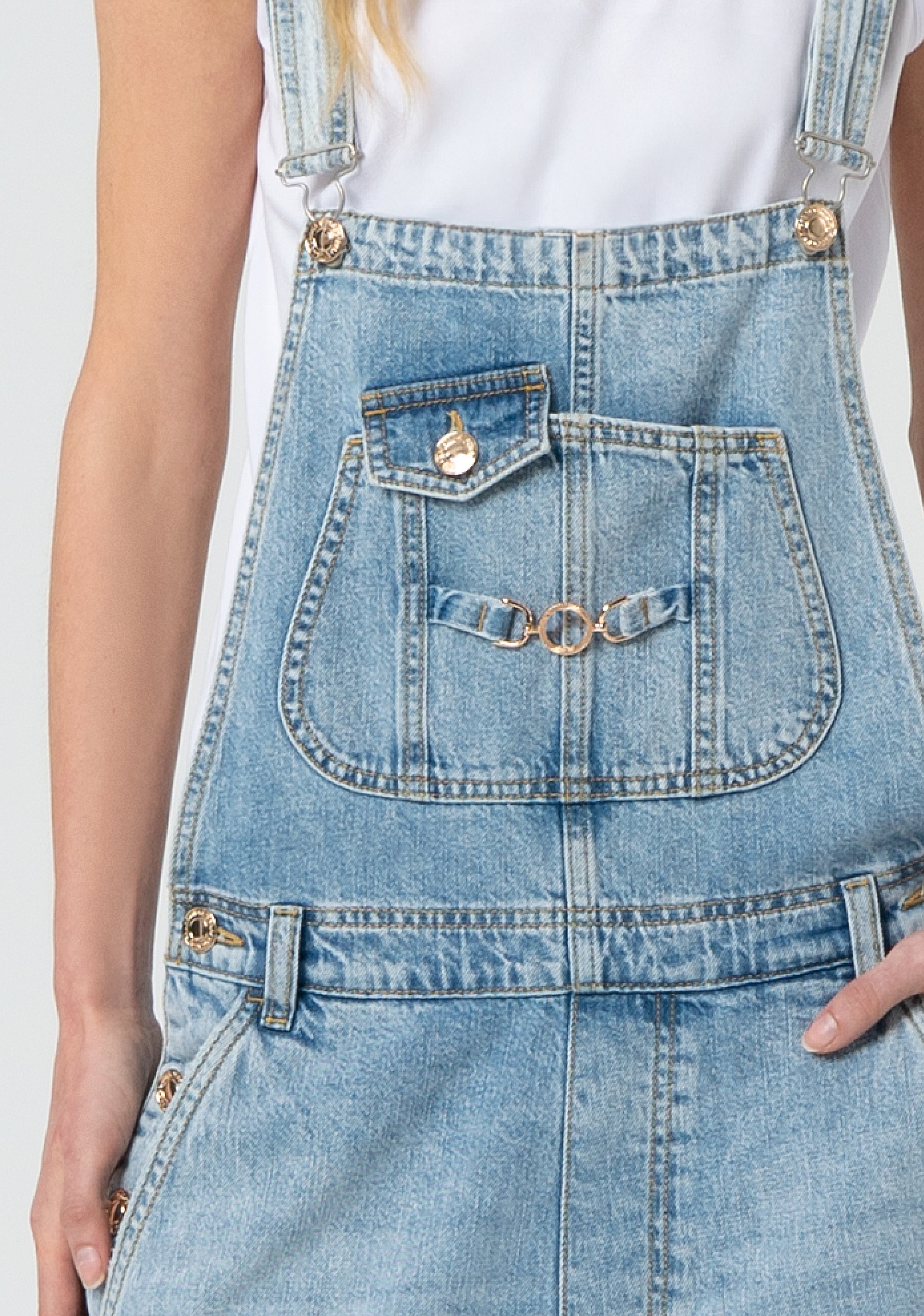 Salopette regular fit made in denim with light wash Fracomina FP25SO2002D419O1-437-2