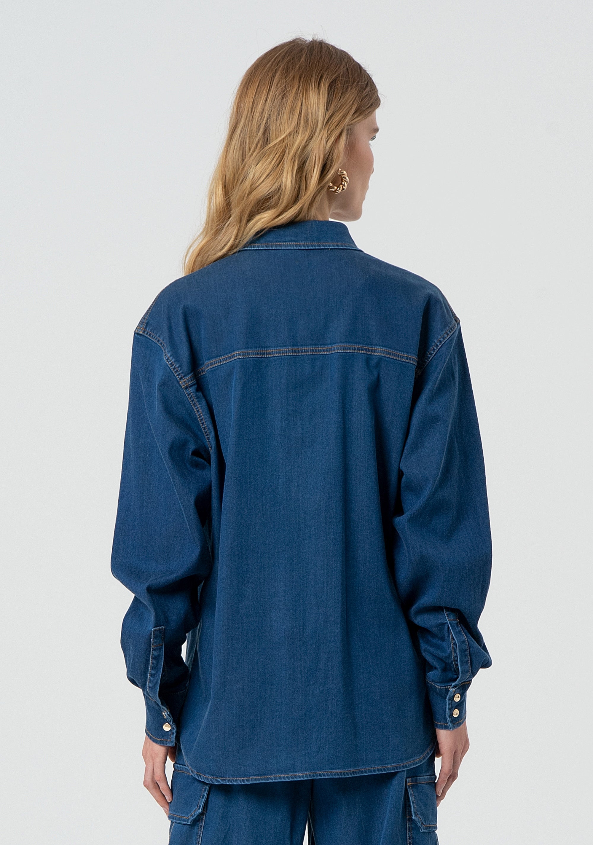 Shirt over fit made in denim with dark wash Fracomina FP25ST6024D46302-349-4