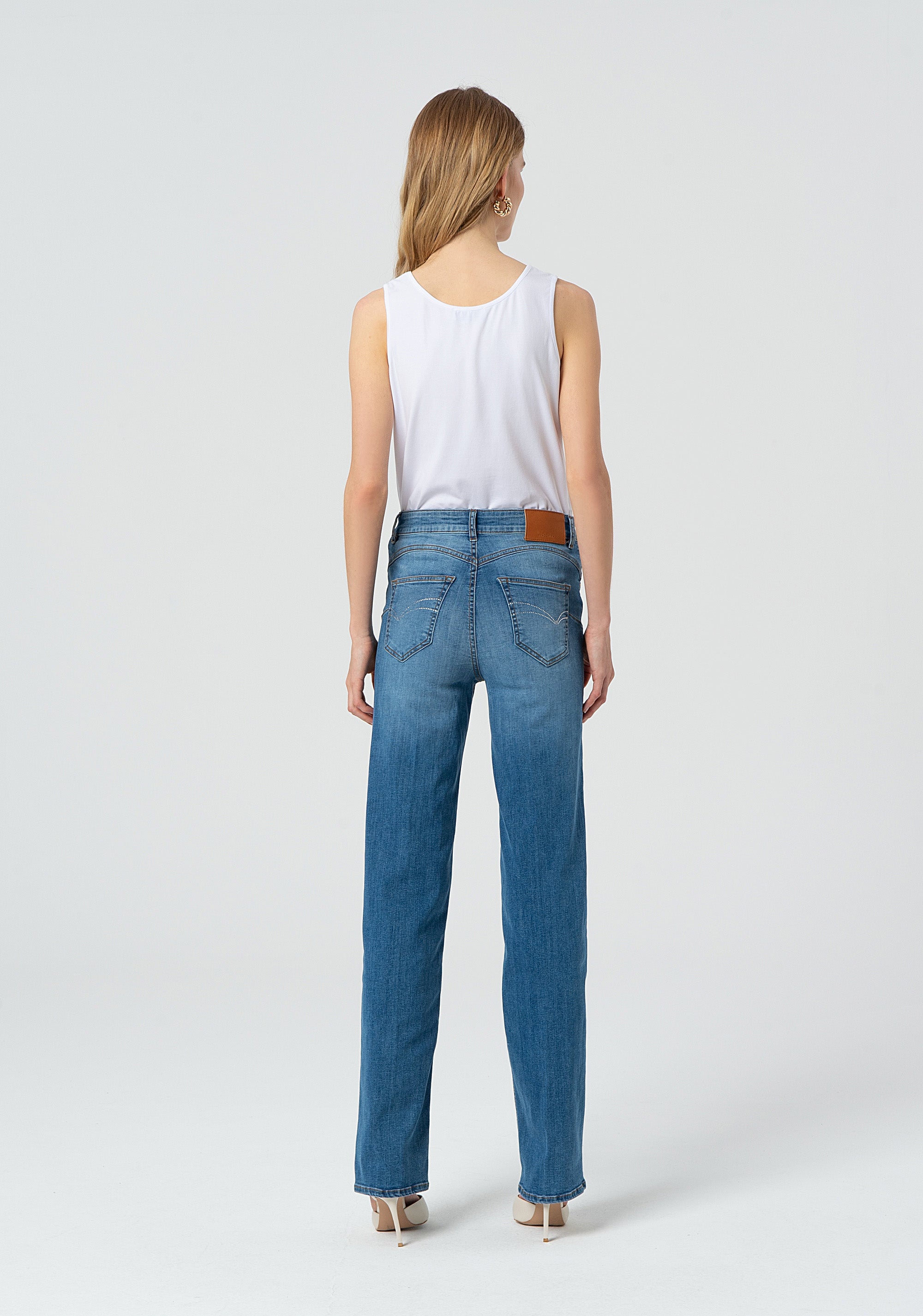 Jeans straight leg with push-up effect made in denim with middle bleached wash Fracomina FP25SV8050D46002-258-4