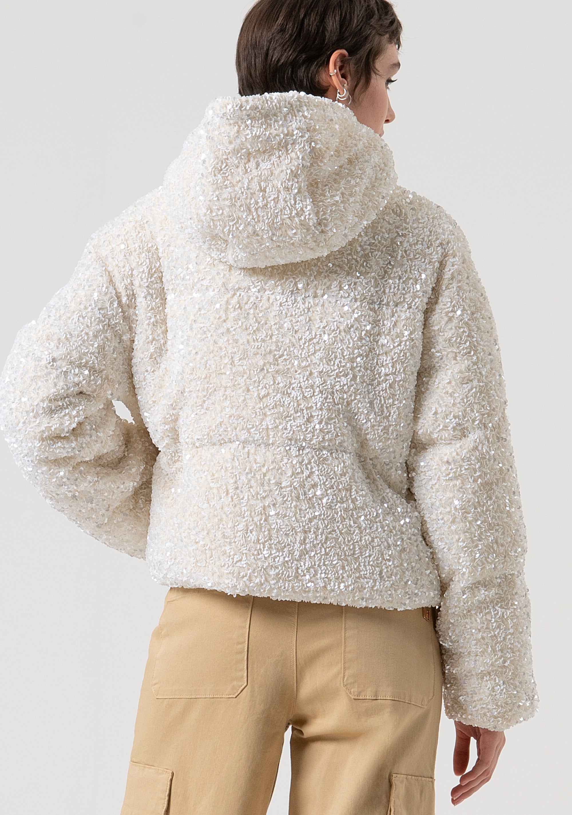 Padded jacket regular fit made in sequins fabric Fracomina FP25WC3009O429N6-508-4
