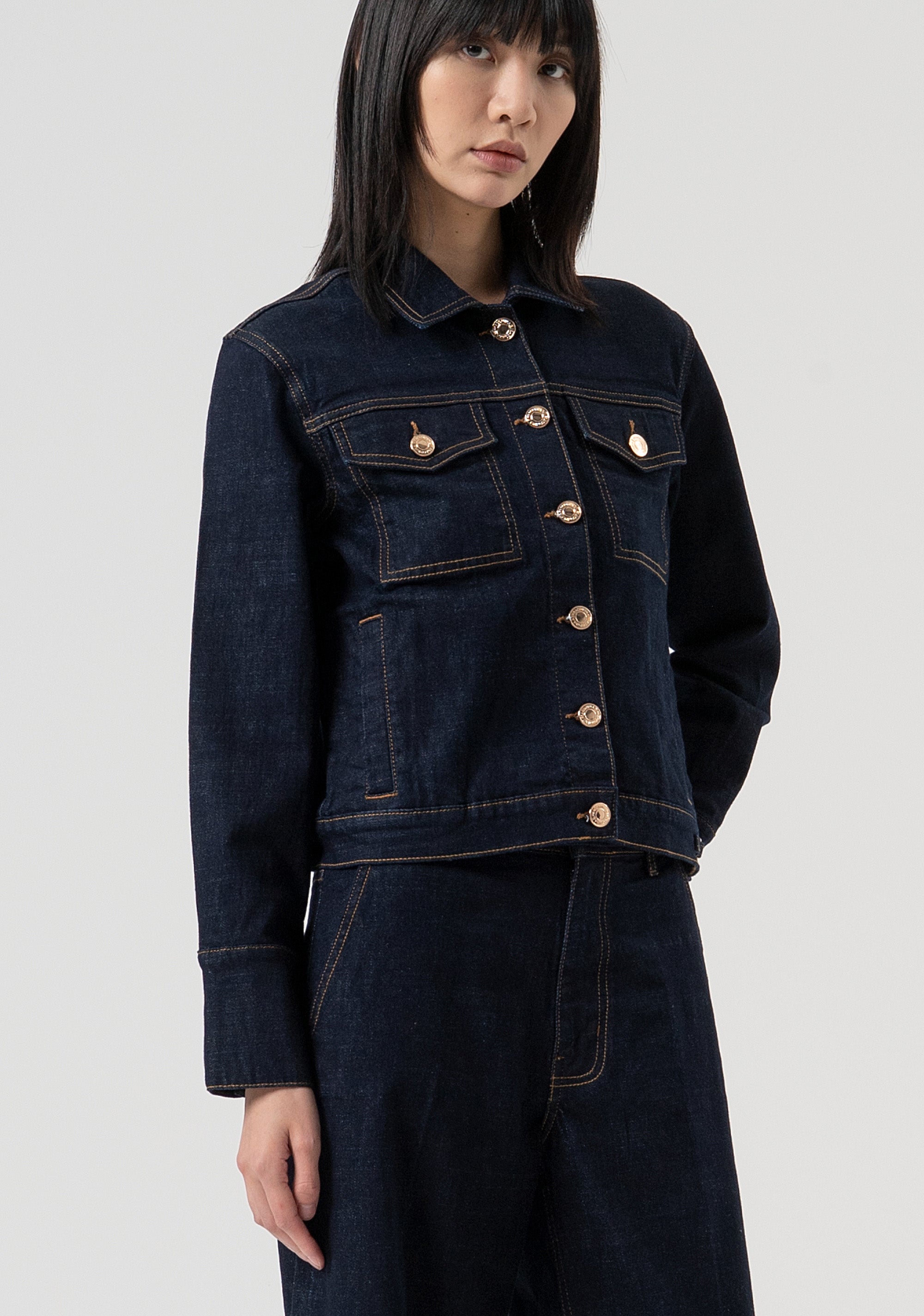 Denim jacket regular fit with raw wash Fracomina FP25WJ4006D40193-L23-3