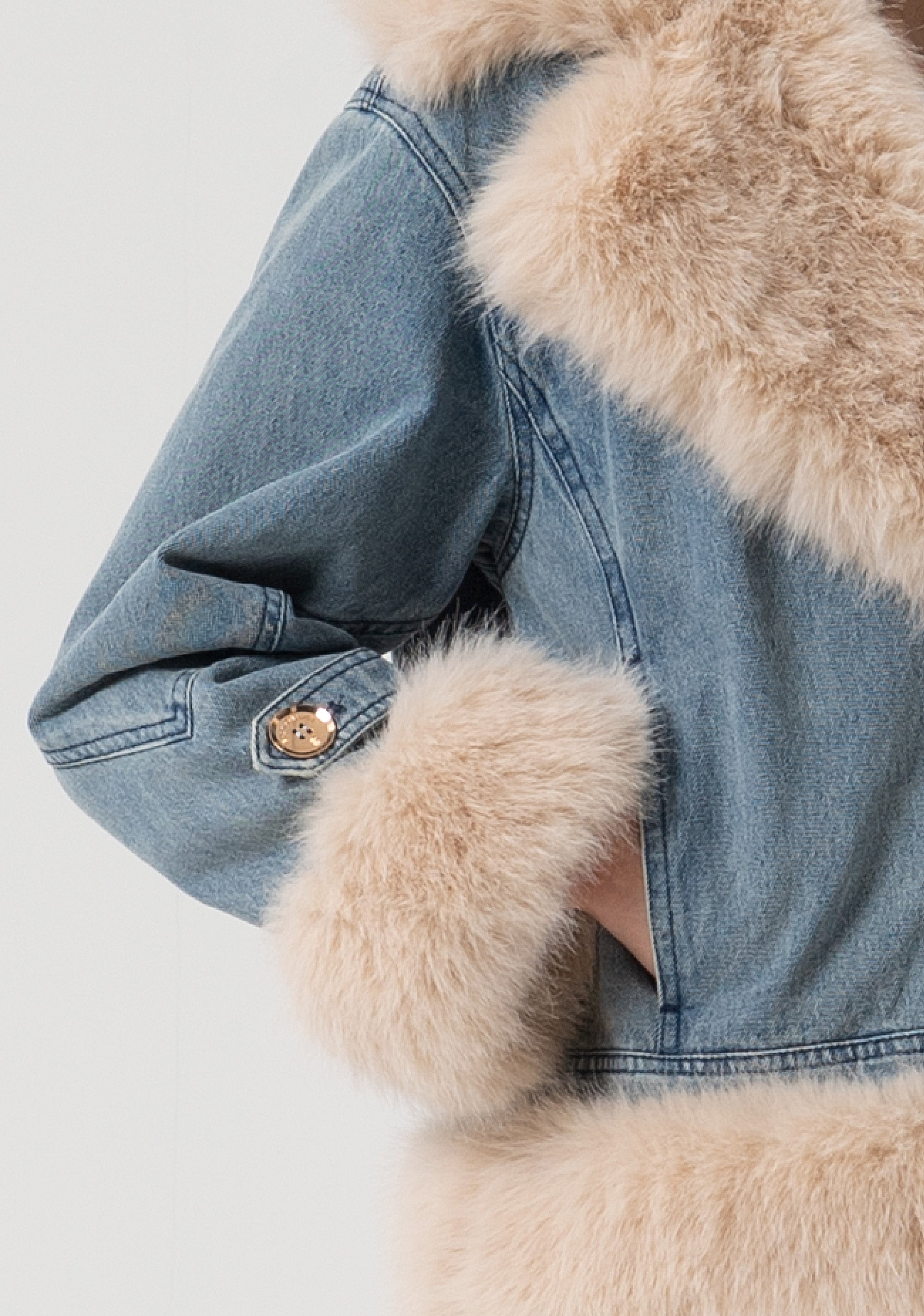 Biker jacket over fit made in denim with vintage wash Fracomina FP25WJ4010D40904-337-3
