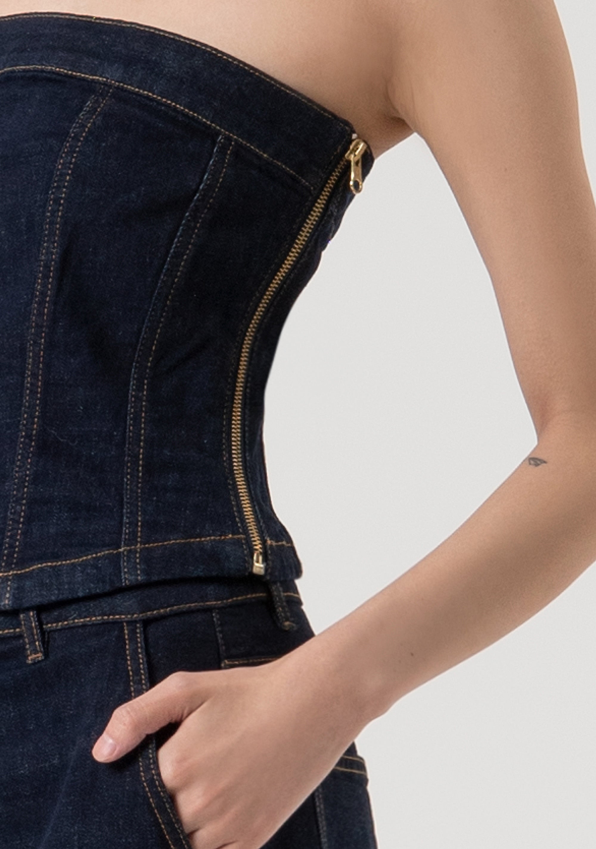 Bustier made in denim with raw wash Fracomina FP25WJ5007D40193-L23-3