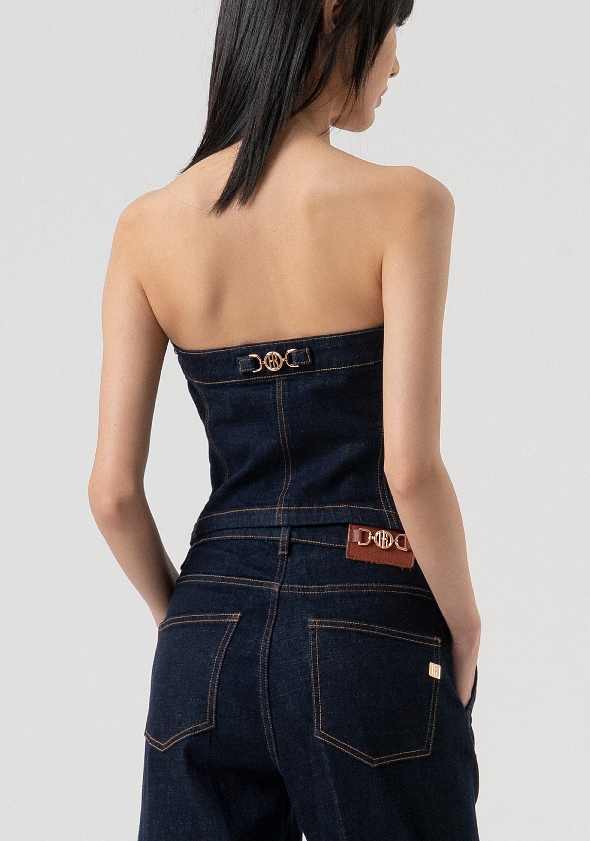 Bustier made in denim with raw wash Fracomina FP25WJ5007D40193-L23-4