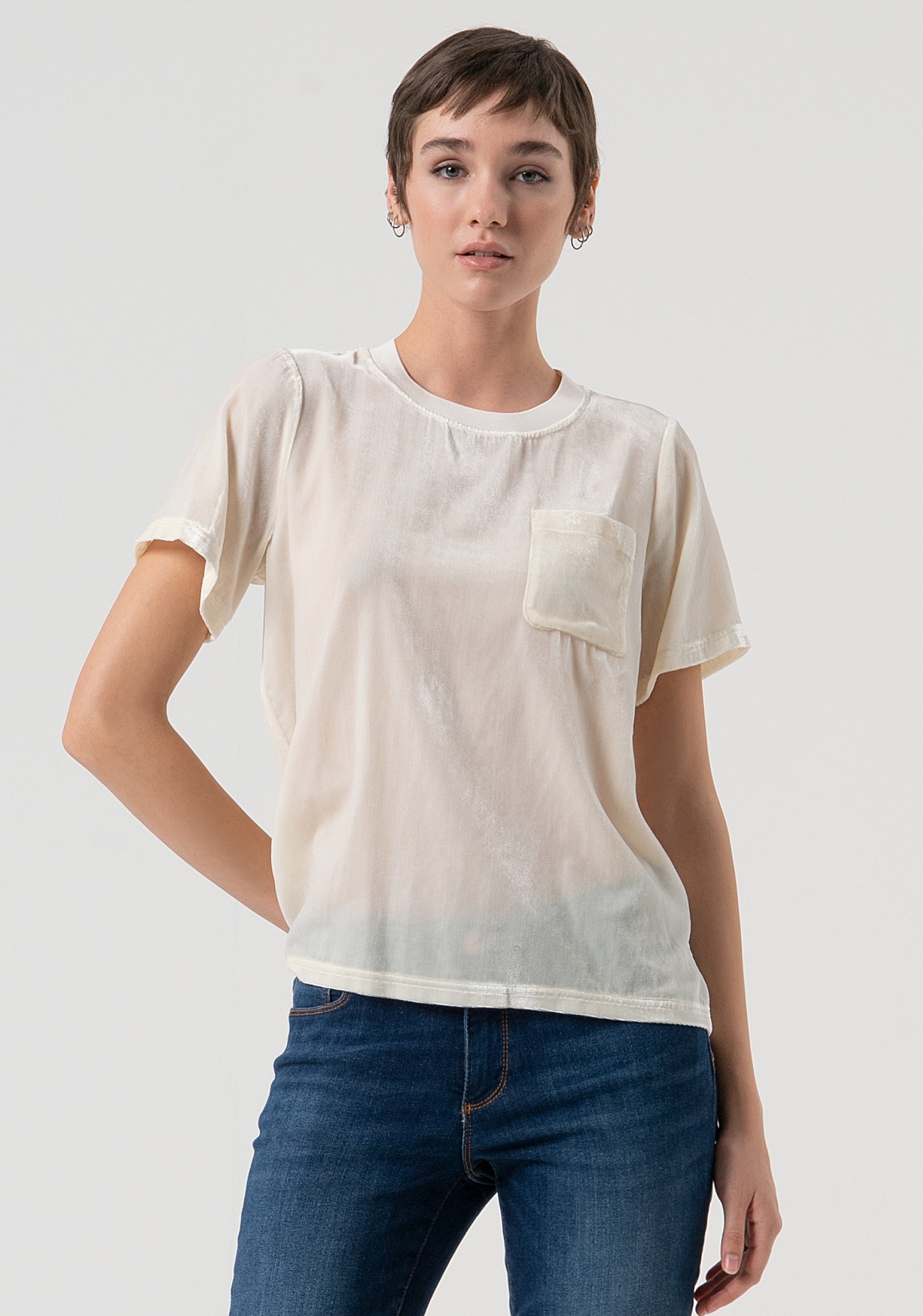 T-shirt loose fit with silk Fracomina FP25WT3036J48701-508-1