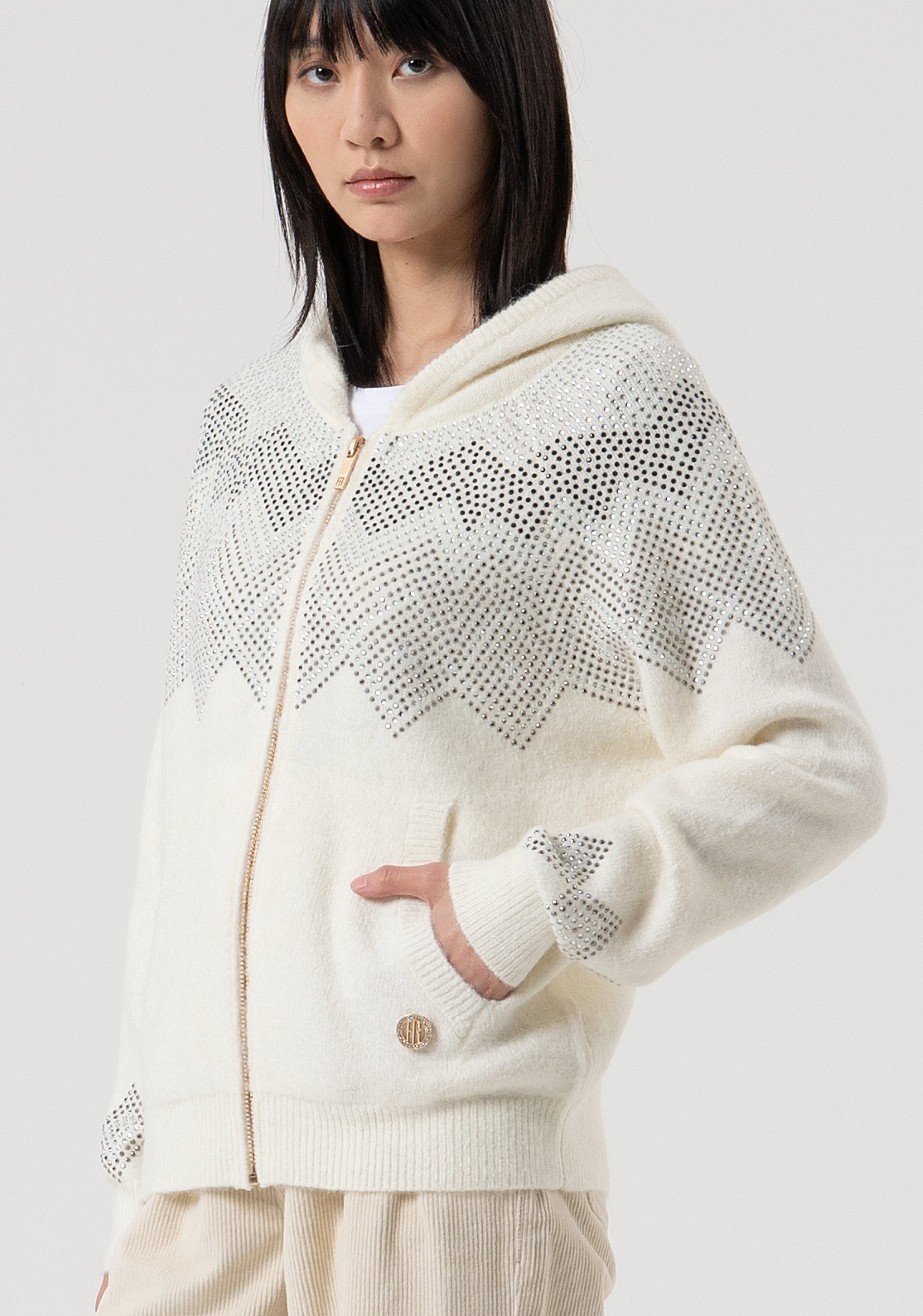Sweater regular fit with strasses applied Fracomina FP25WT8032K45801-108-2
