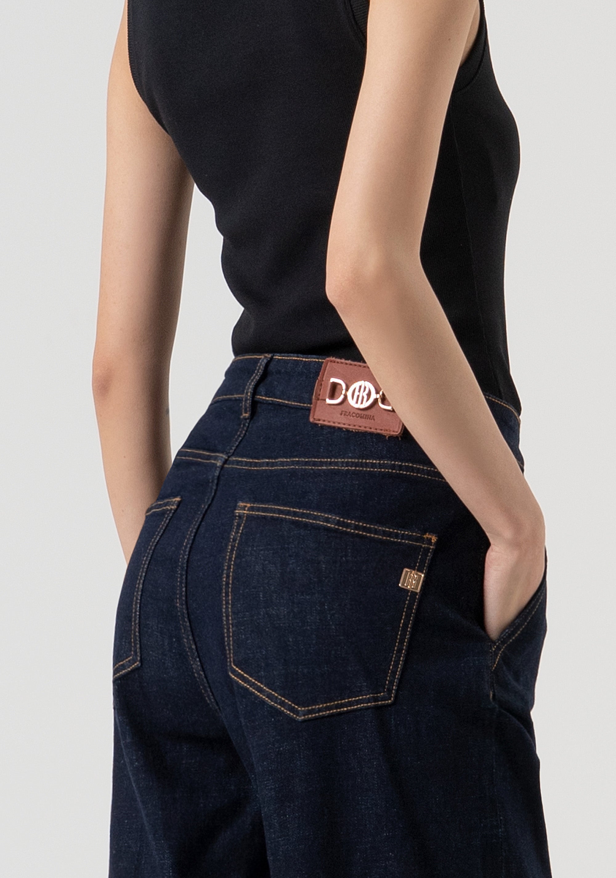 Jeans flare cropped made in denim with dark wash Fracomina FP25WV2018D40193-L23-3
