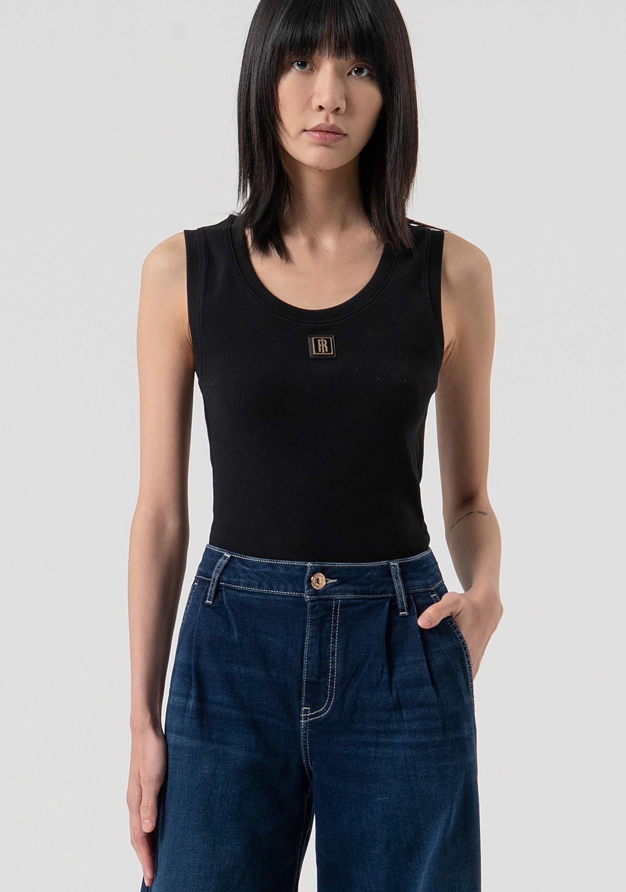 Jeans flare made in denim with dark wash Fracomina FP25WV3016D46093-117-2