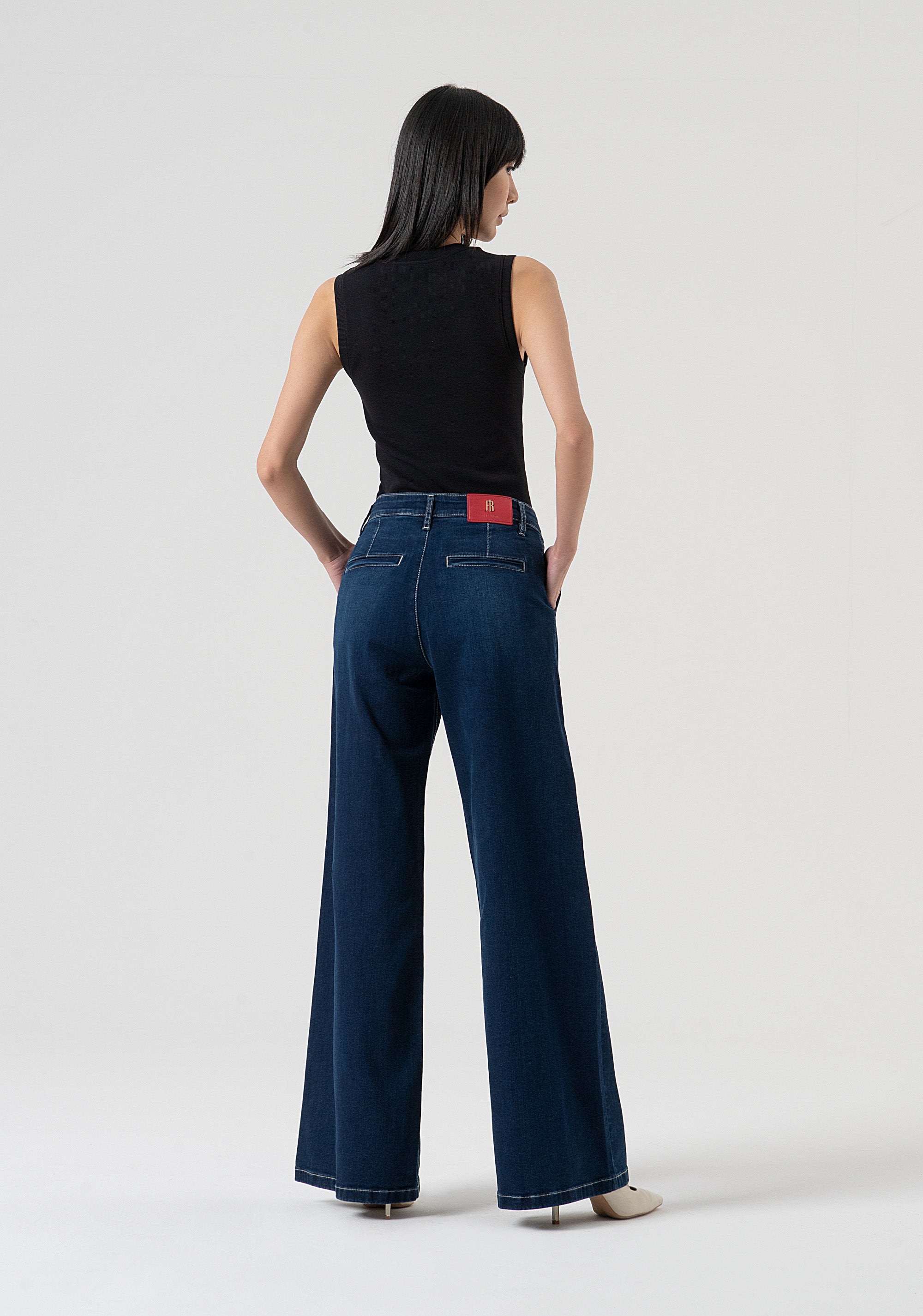 Jeans flare made in denim with dark wash Fracomina FP25WV3016D46093-117-4