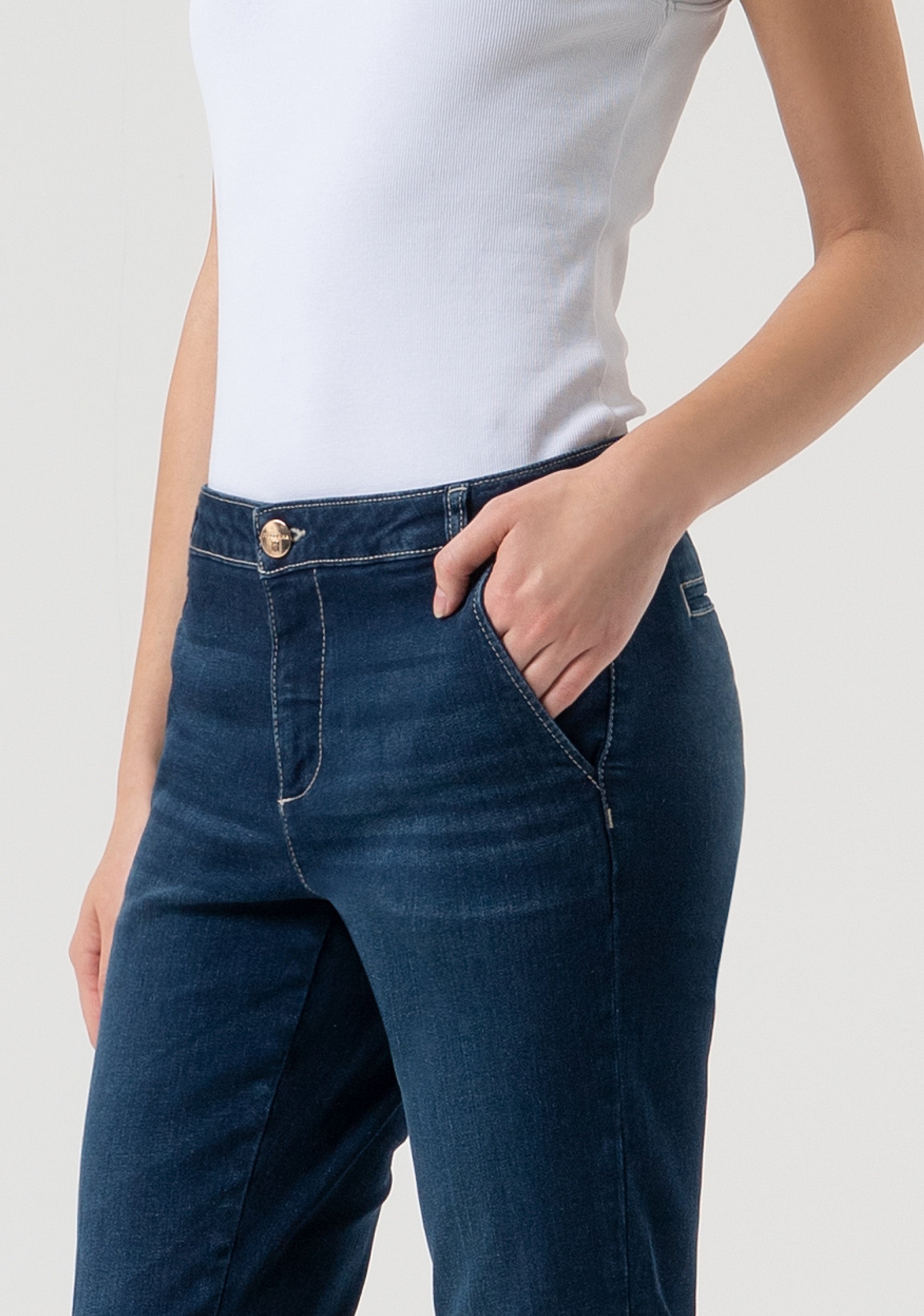 Chino jeans slim fit made in denim with middle wash Fracomina FP25WV4001D46093-117-2