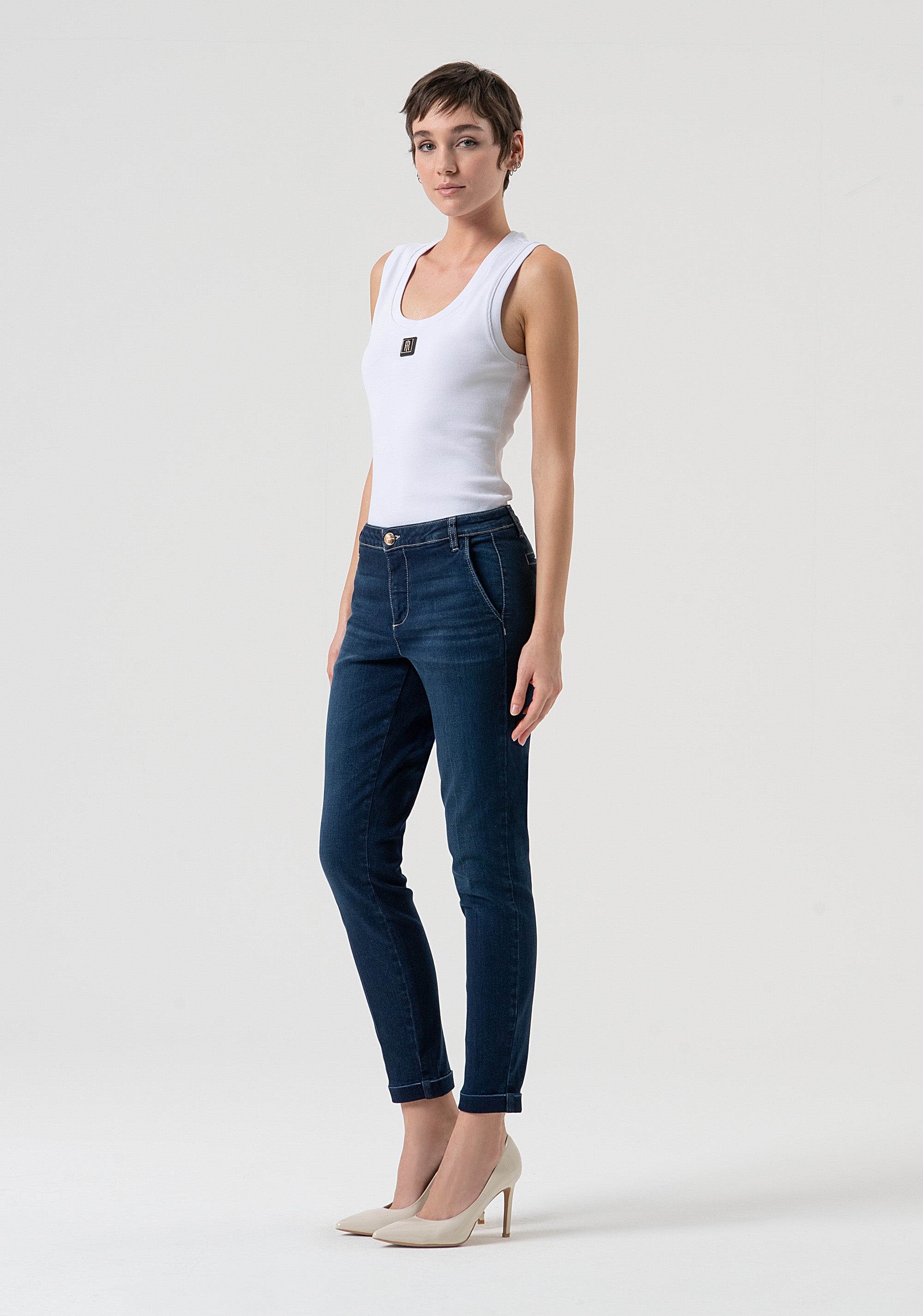 Chino jeans slim fit made in denim with middle wash Fracomina FP25WV4001D46093-117-3