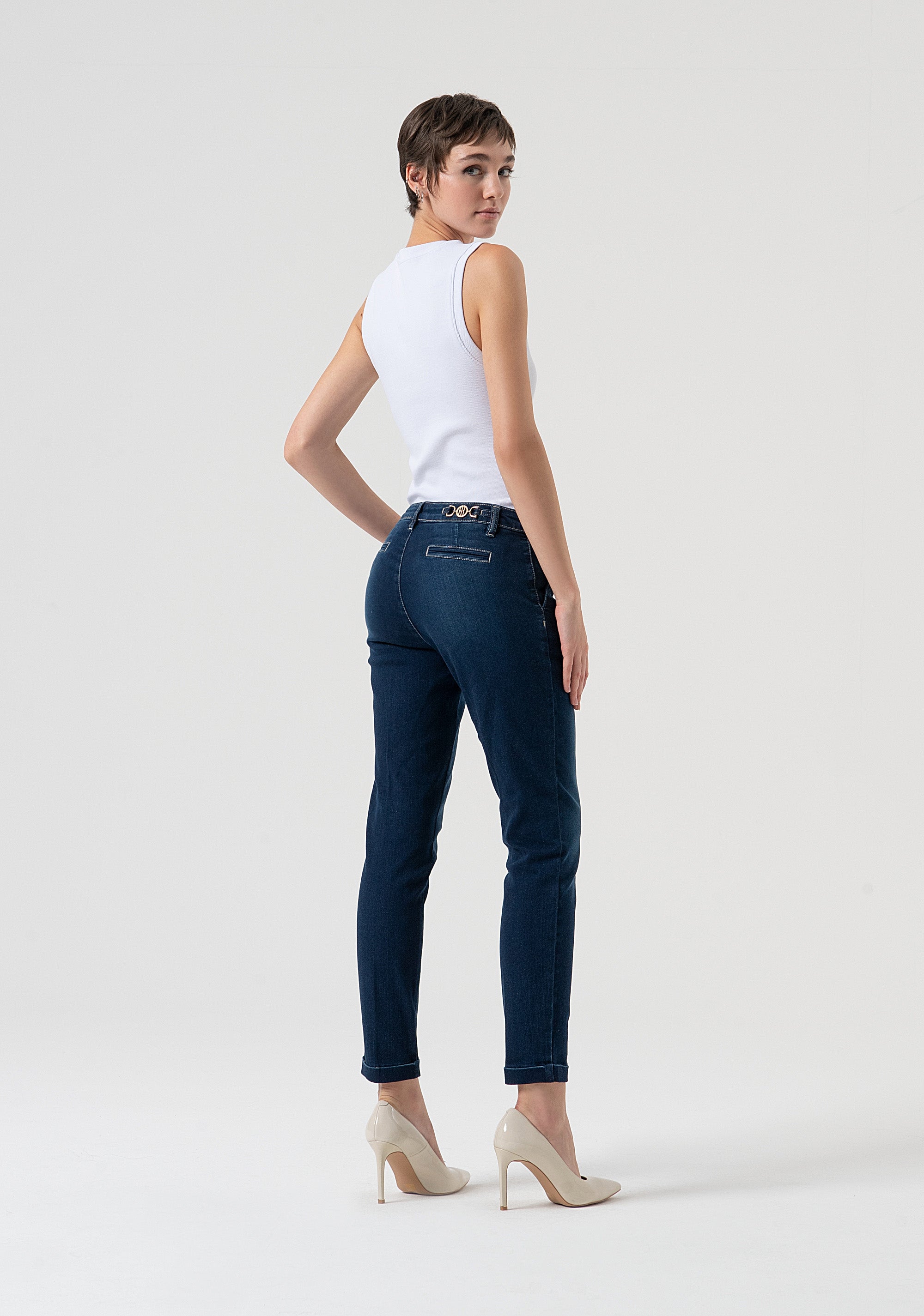 Chino jeans slim fit made in denim with middle wash Fracomina FP25WV4001D46093-117-4