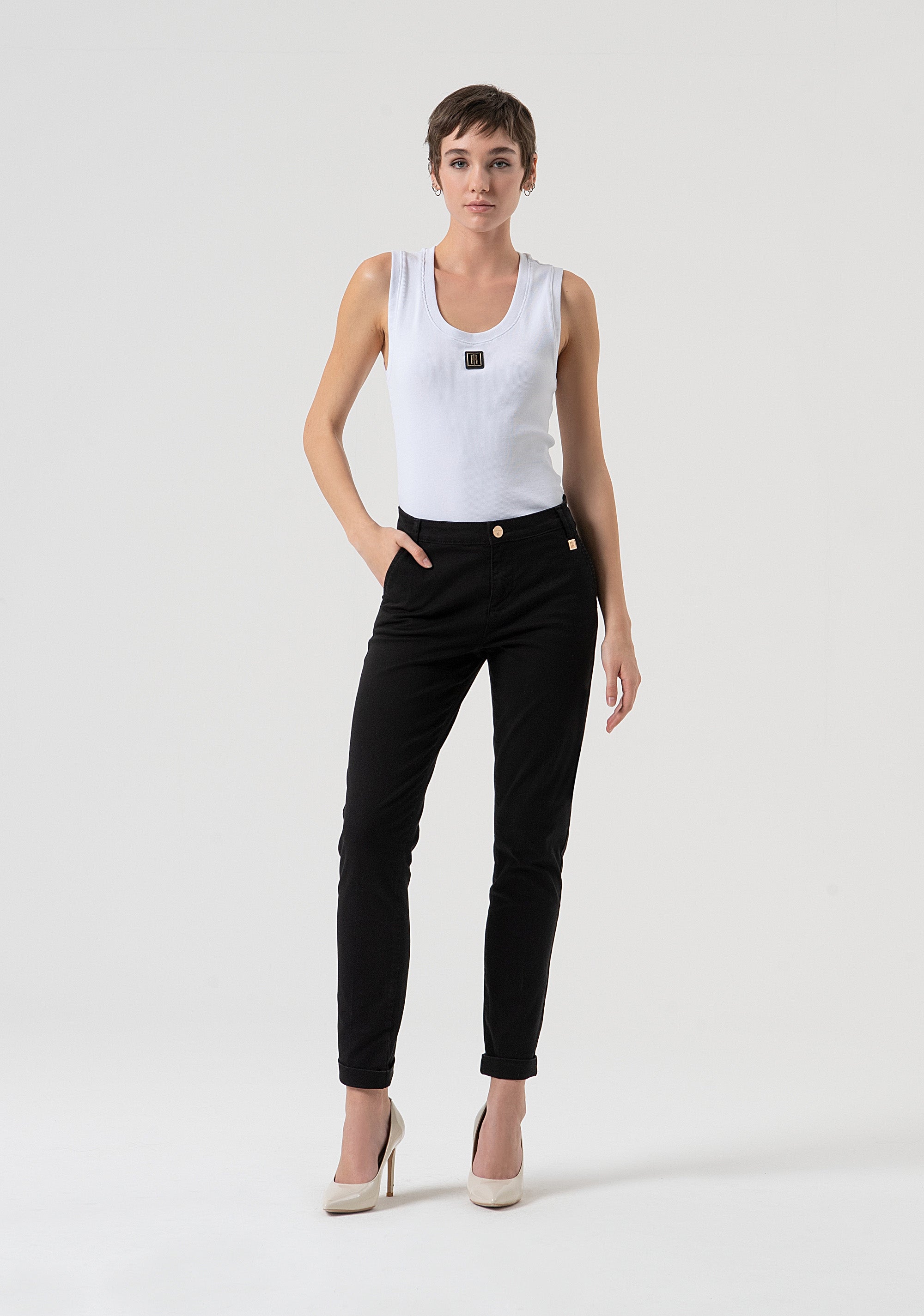 Chino pant slim fit made in satin Fracomina FP25WV4001W72001-053-1