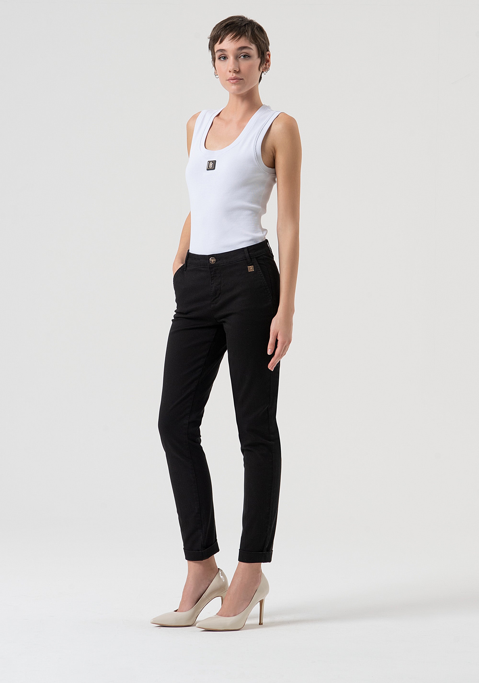 Chino pant slim fit made in satin Fracomina FP25WV4001W72001-053-3