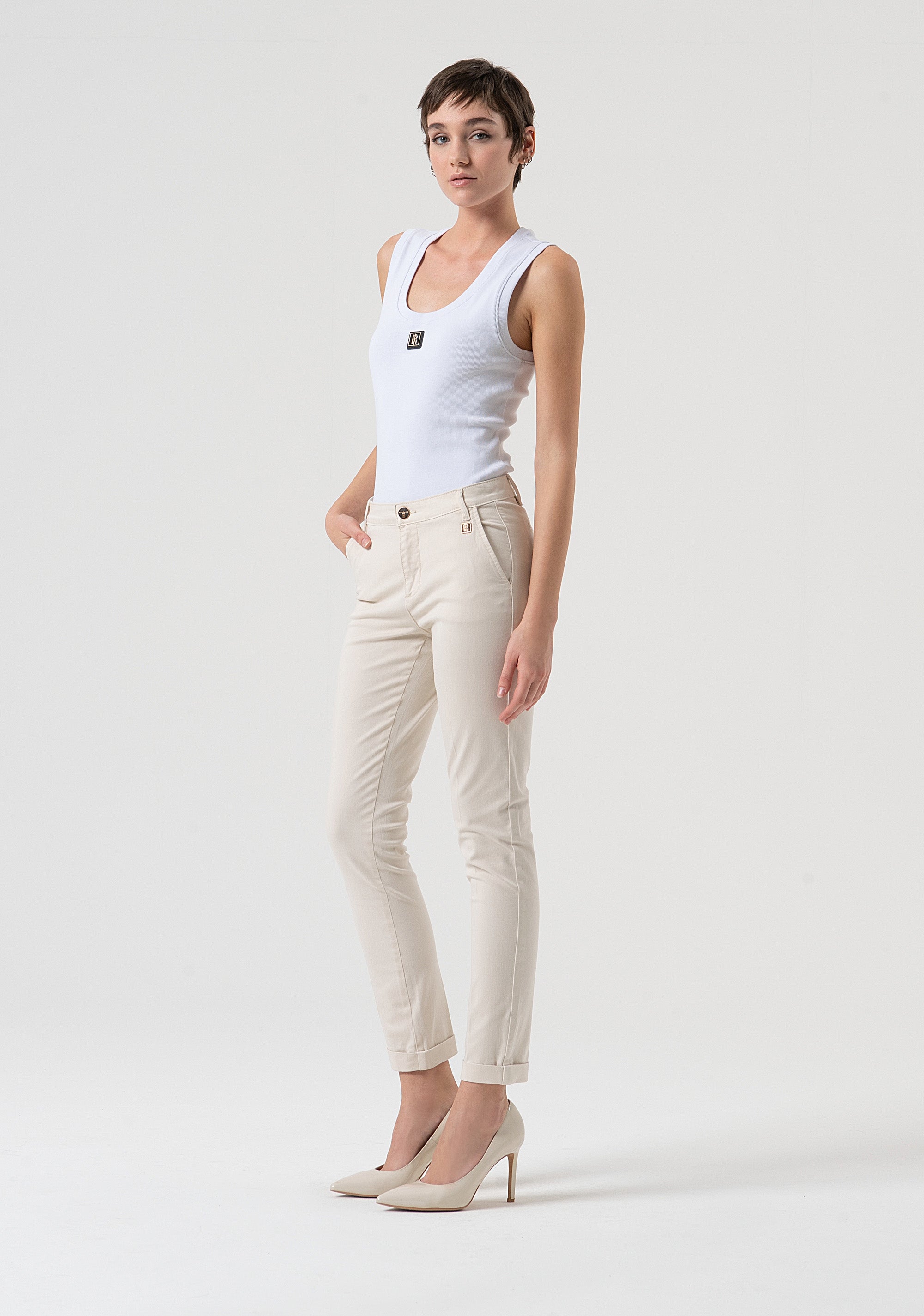 Chino pant slim fit made in satin Fracomina FP25WV4001W72001-508-2