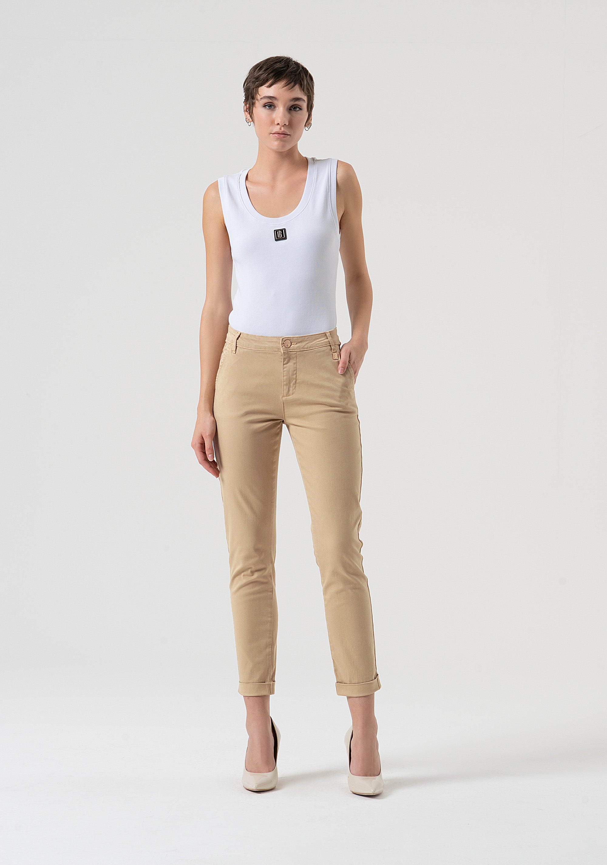Chino pant slim fit made in satin Fracomina FP25WV4001W72001-L20-1