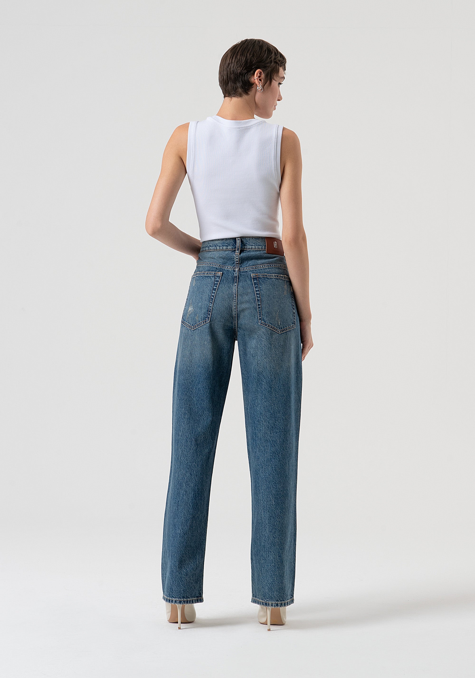 Jeans boyfriend fit made in denim with vintage wash Fracomina FP25WV5007D41993-337-5