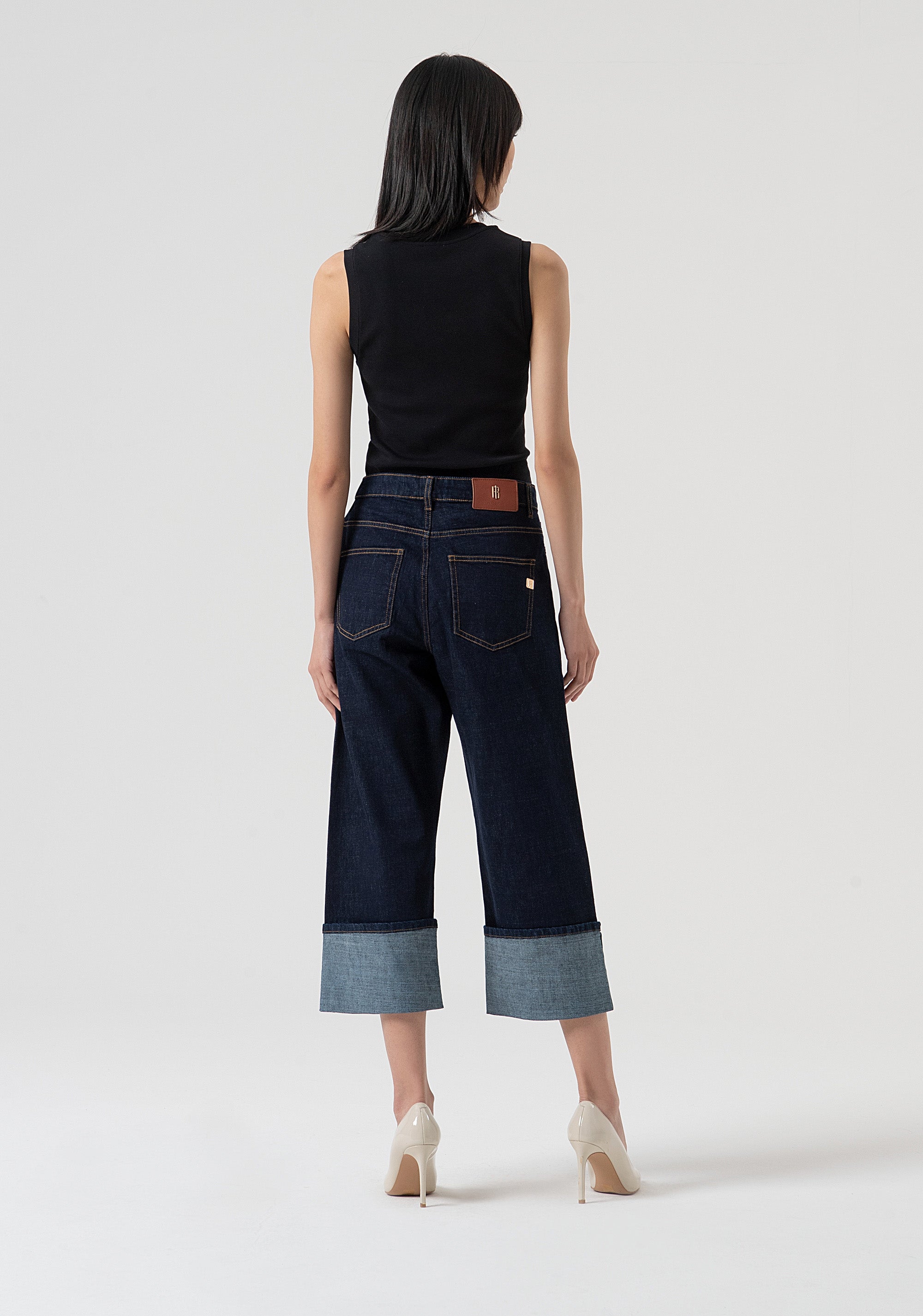 Jeans boyfriend fit cropped made in denim with raw wash Fracomina FP25WV5008D40193-L23-4