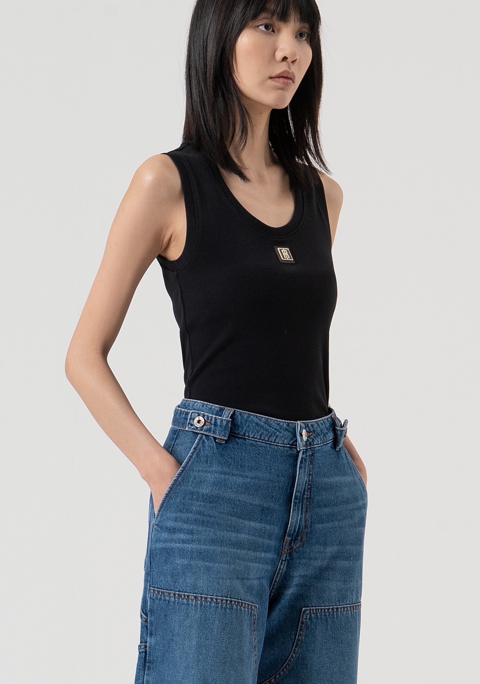 Jeans boyfriend cargo made in denim with vintage wash Fracomina FP25WV5009D41993-349-2