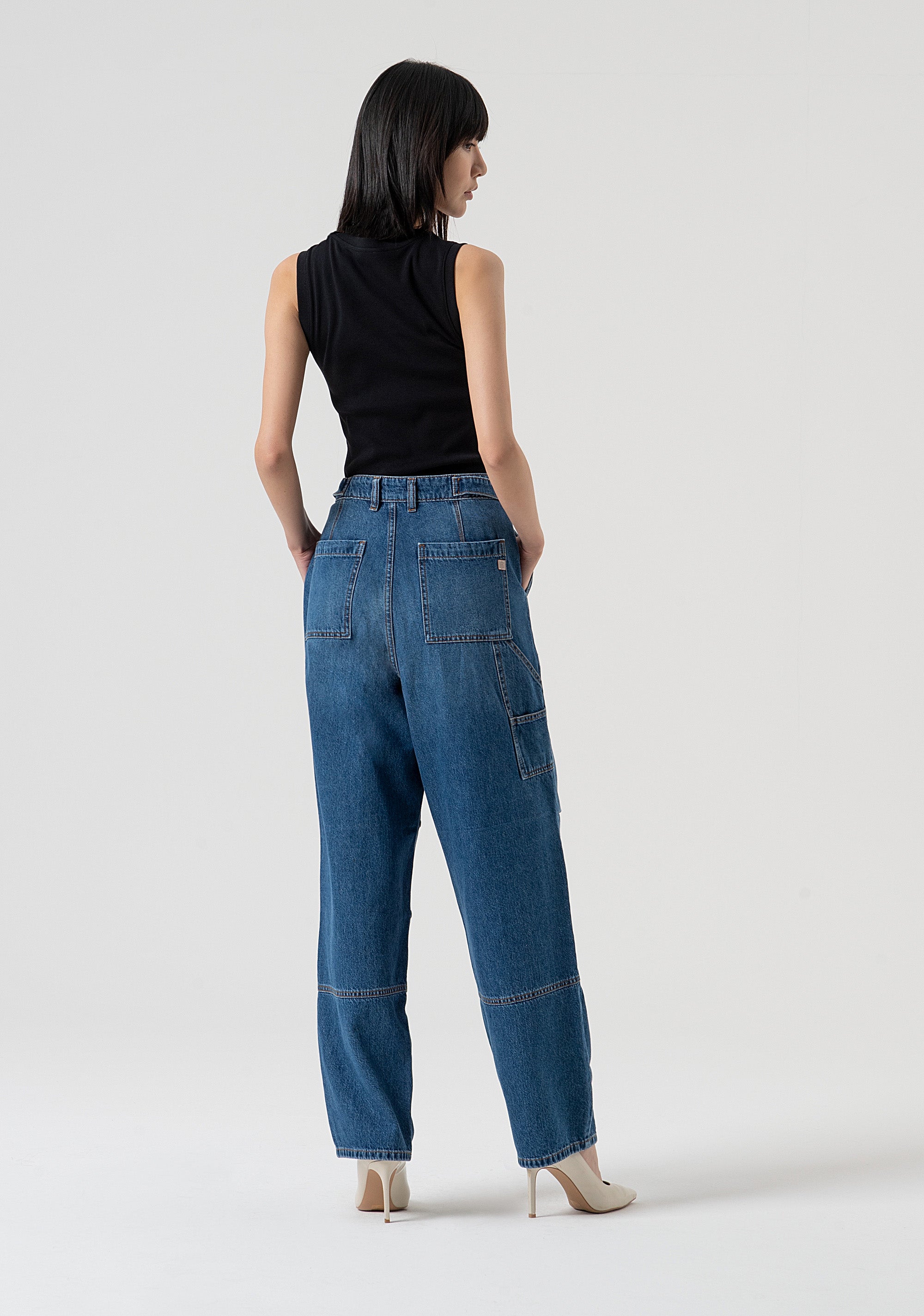 Jeans boyfriend cargo made in denim with vintage wash Fracomina FP25WV5009D41993-349-4
