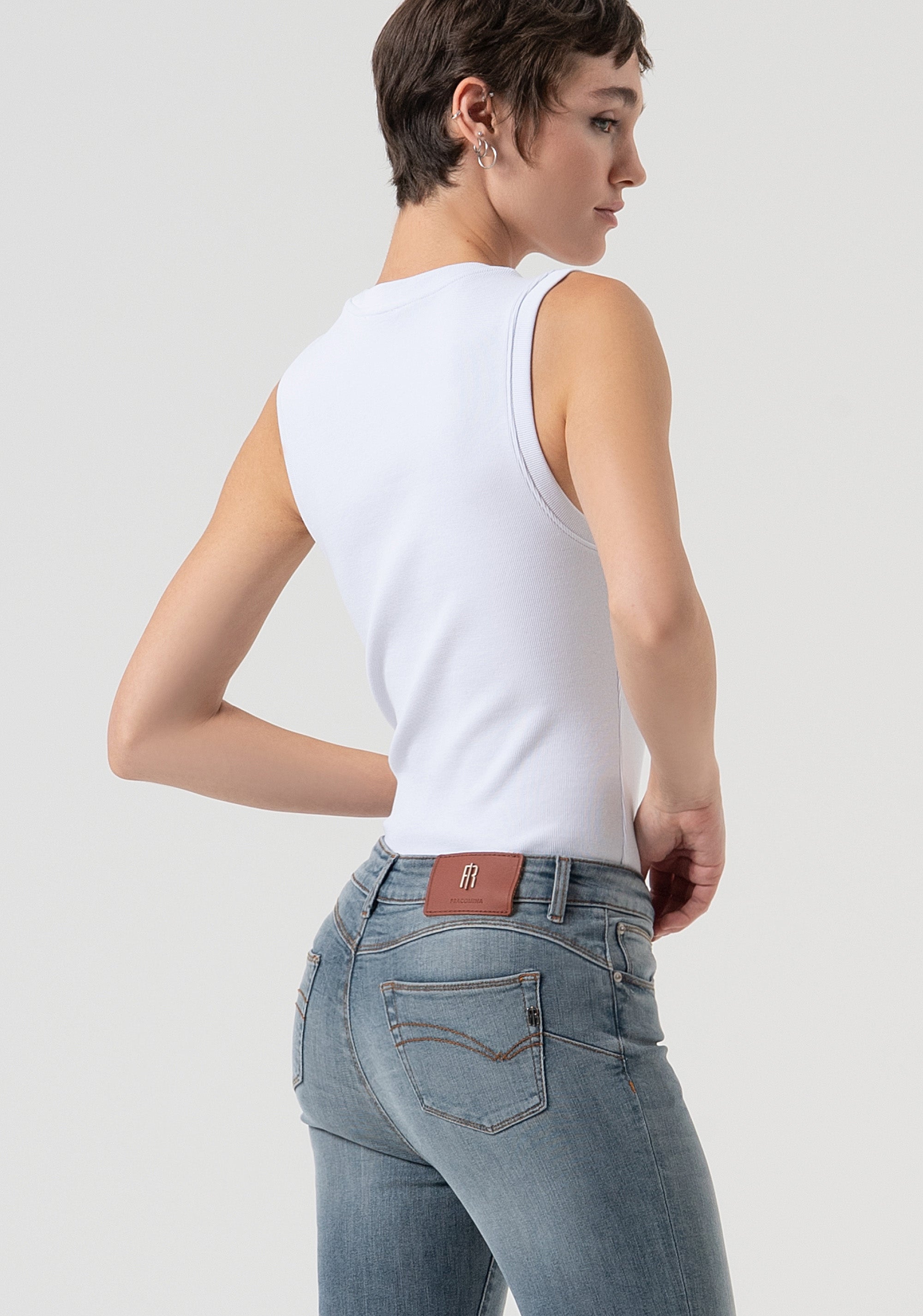 Jeans slim fit with push-up effect made in blue grey stretch denim with middle wash Fracomina FP25WV8000D46001-C41-4