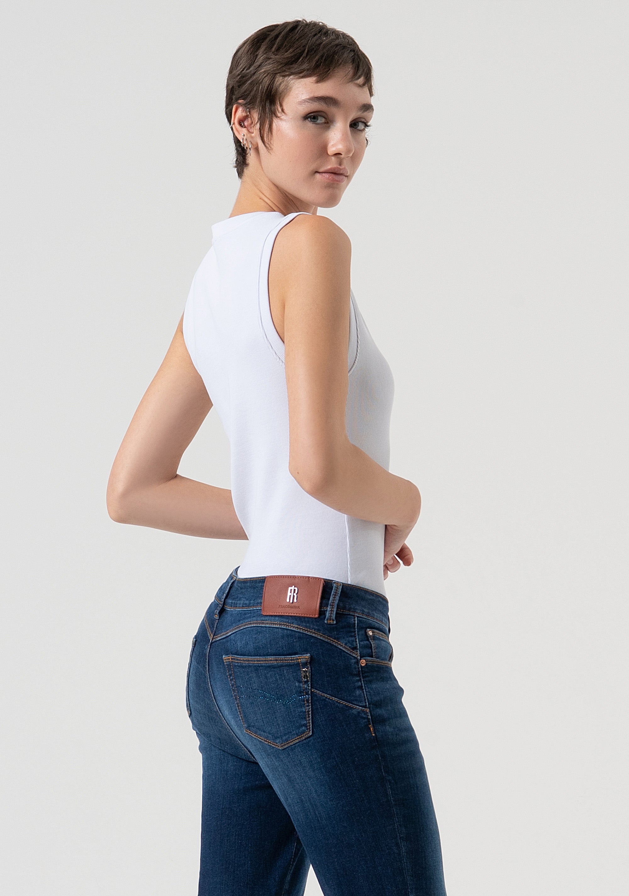 Jeans slim fit with push-up effect made in stretch denim with middle wash Fracomina FP25WV8000D46002-987-3