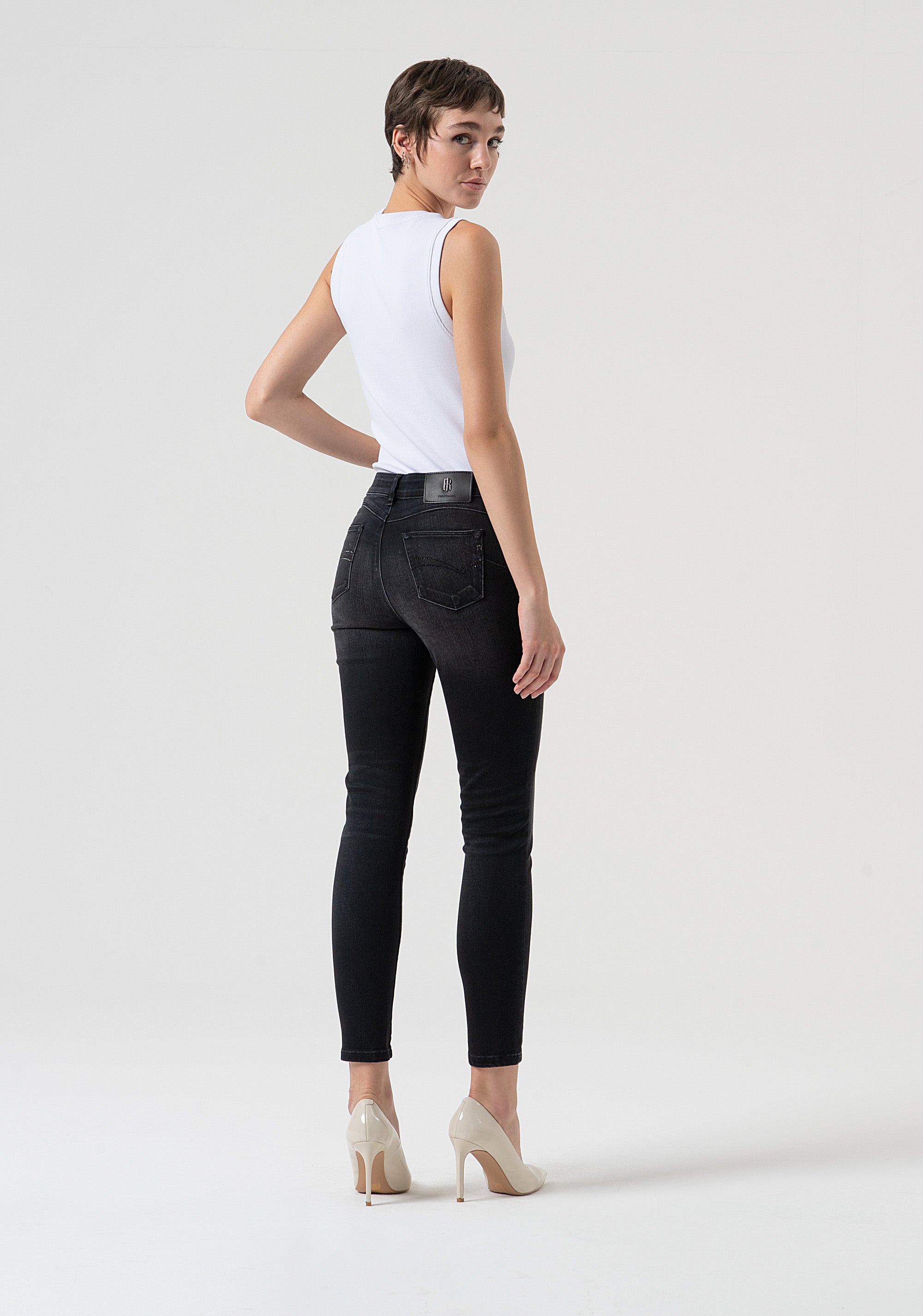 Jeans slim fit with push-up effect made in black denim with vintage wash Fracomina FP25WV8000D46404-H21-4