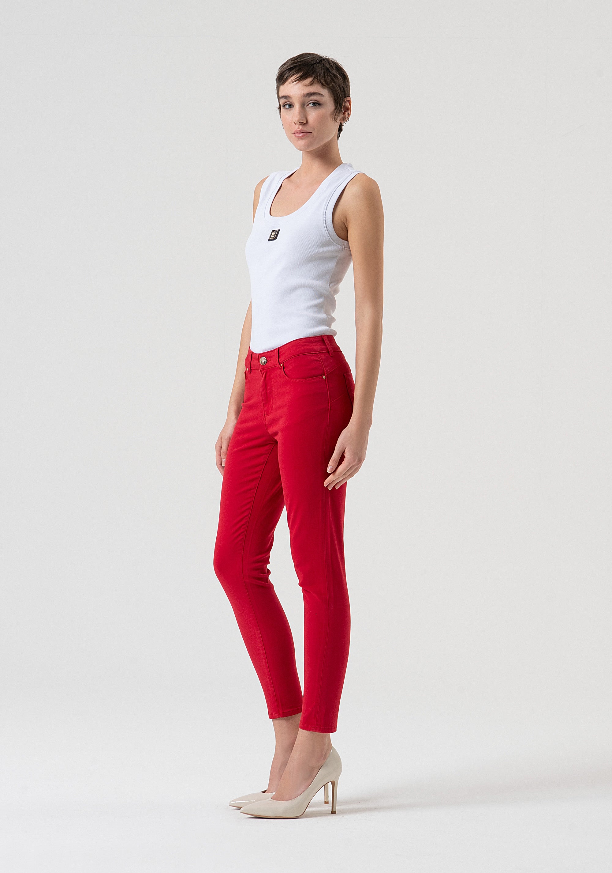 Jeans slim fit with push-up effect made in satin Fracomina FP25WV8000W72001-T51-3