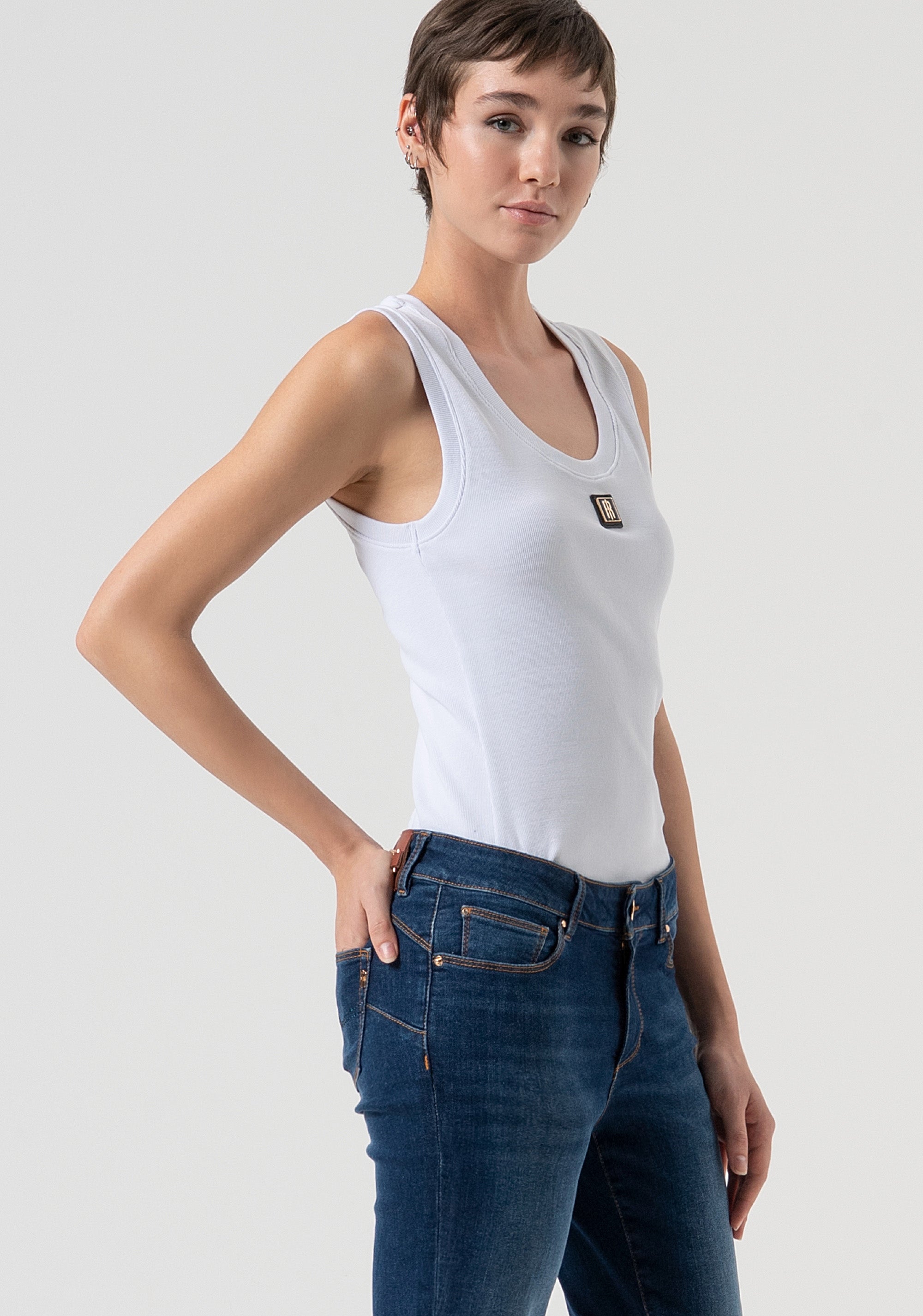 Jeans bootcut with push-up effect made in denim with middle wash Fracomina FP25WV8020D46002-987-2