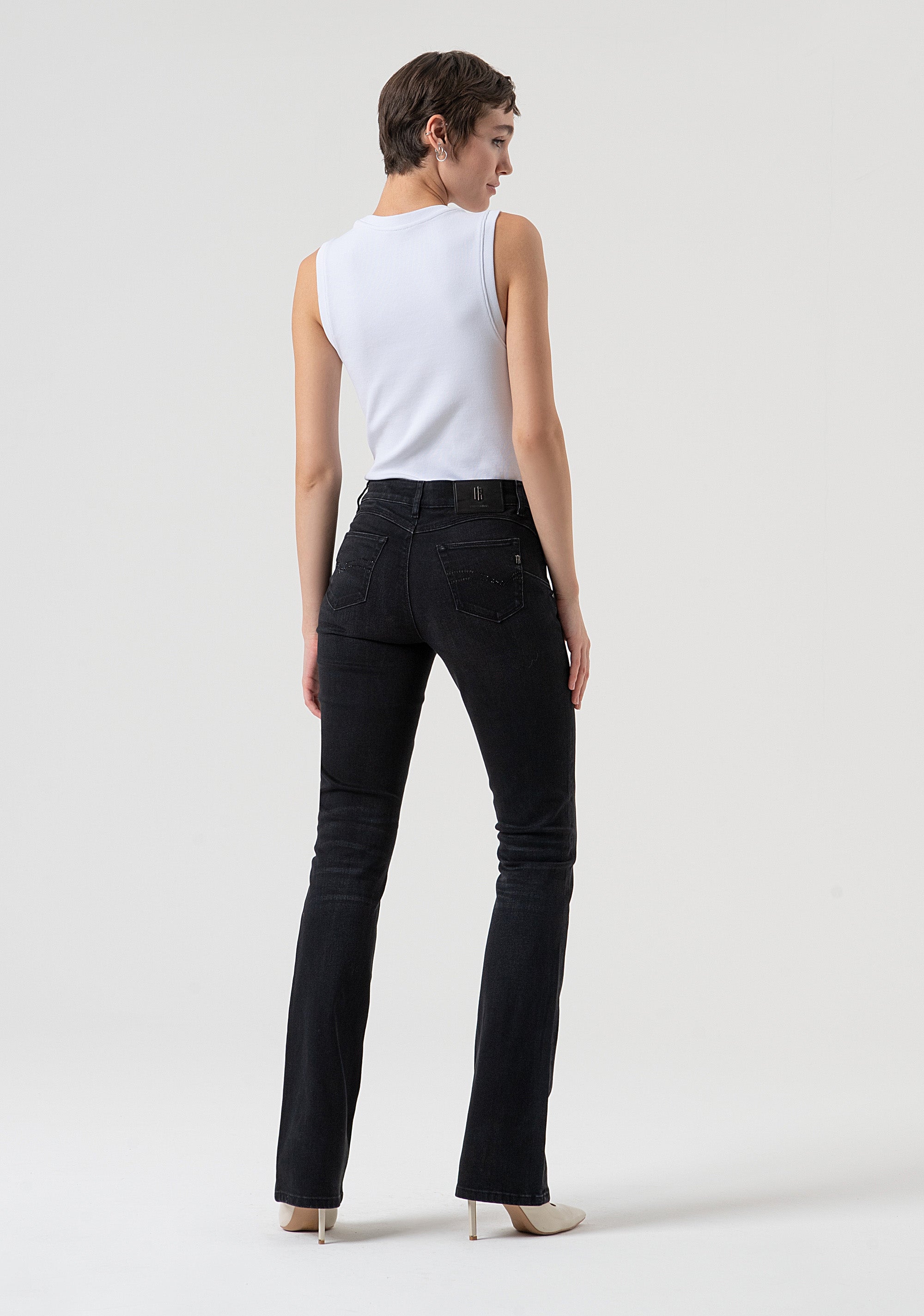 Jeans bootcut with push-up effect made in black denim with dark wash Fracomina FP25WV8020D46404-H21-4